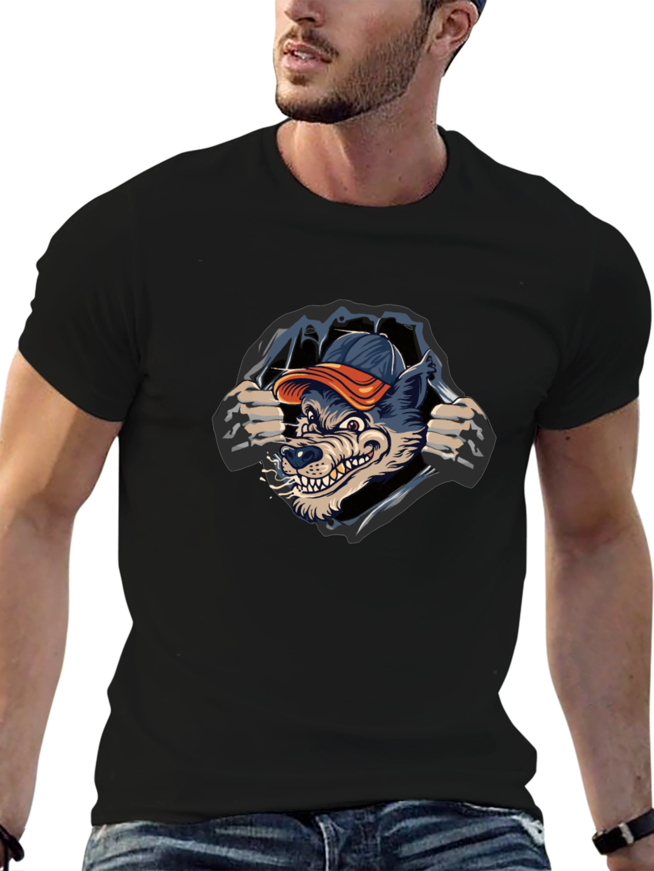 Cool Wolf Graphic Black T-Shirt