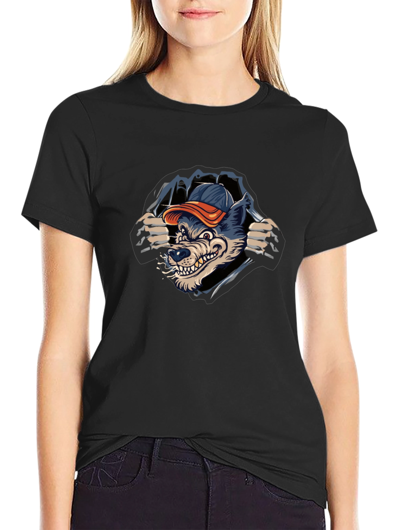 Cool Wolf Graphic Black T-Shirt