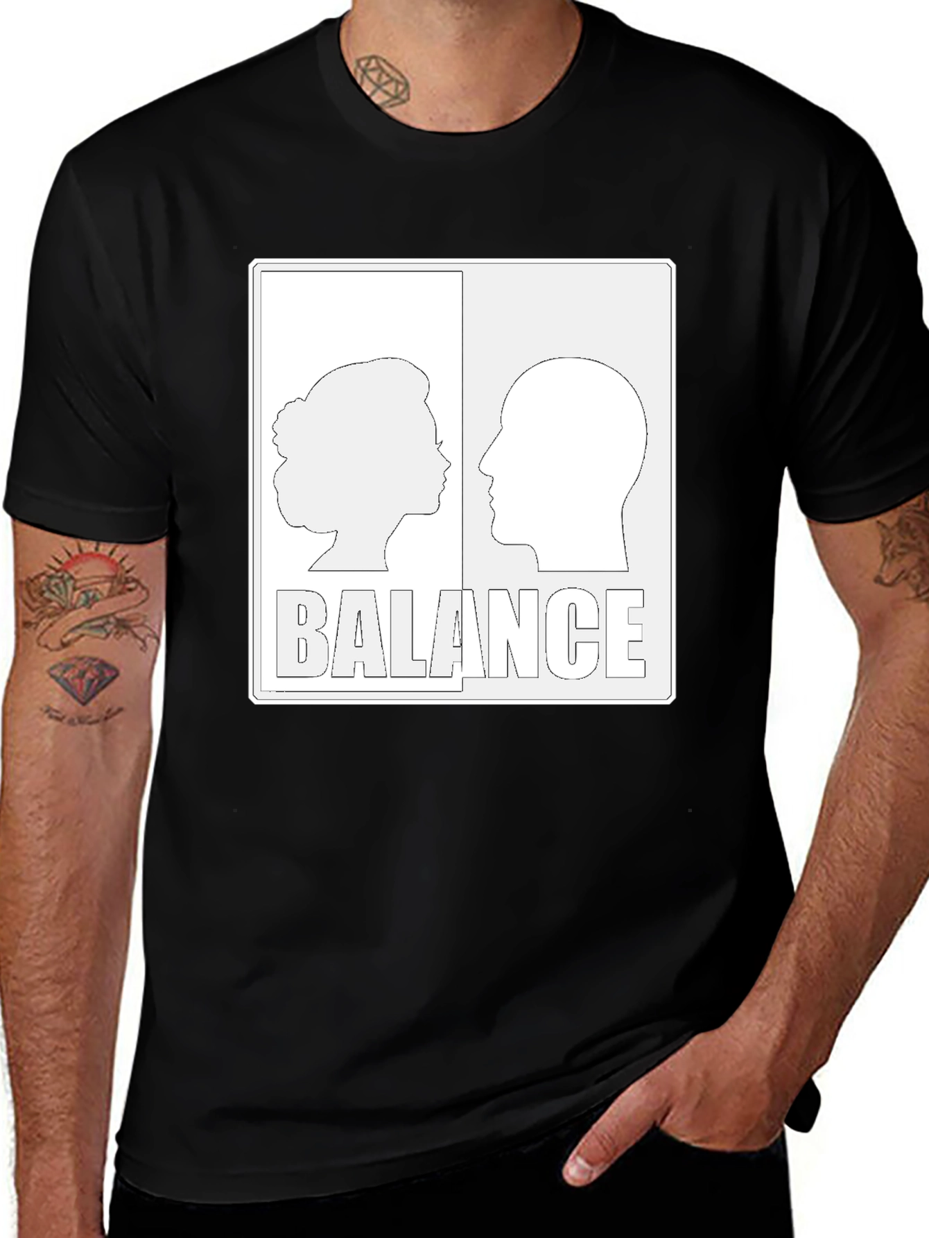 Balance Graphic Print Black T-Shirt