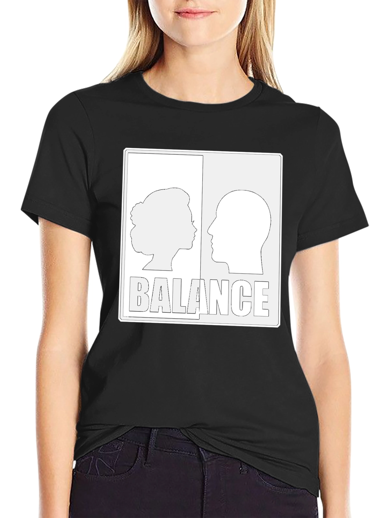 Balance Graphic Print Black T-Shirt