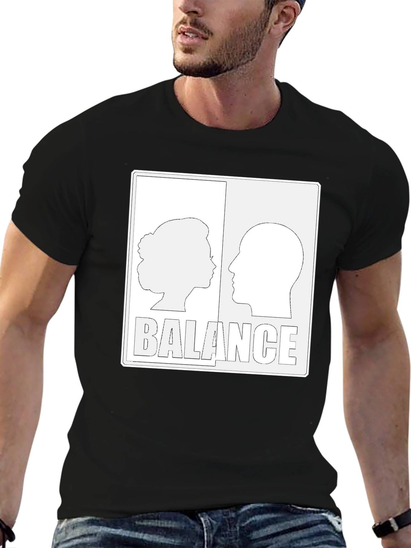 Balance Graphic Print Black T-Shirt