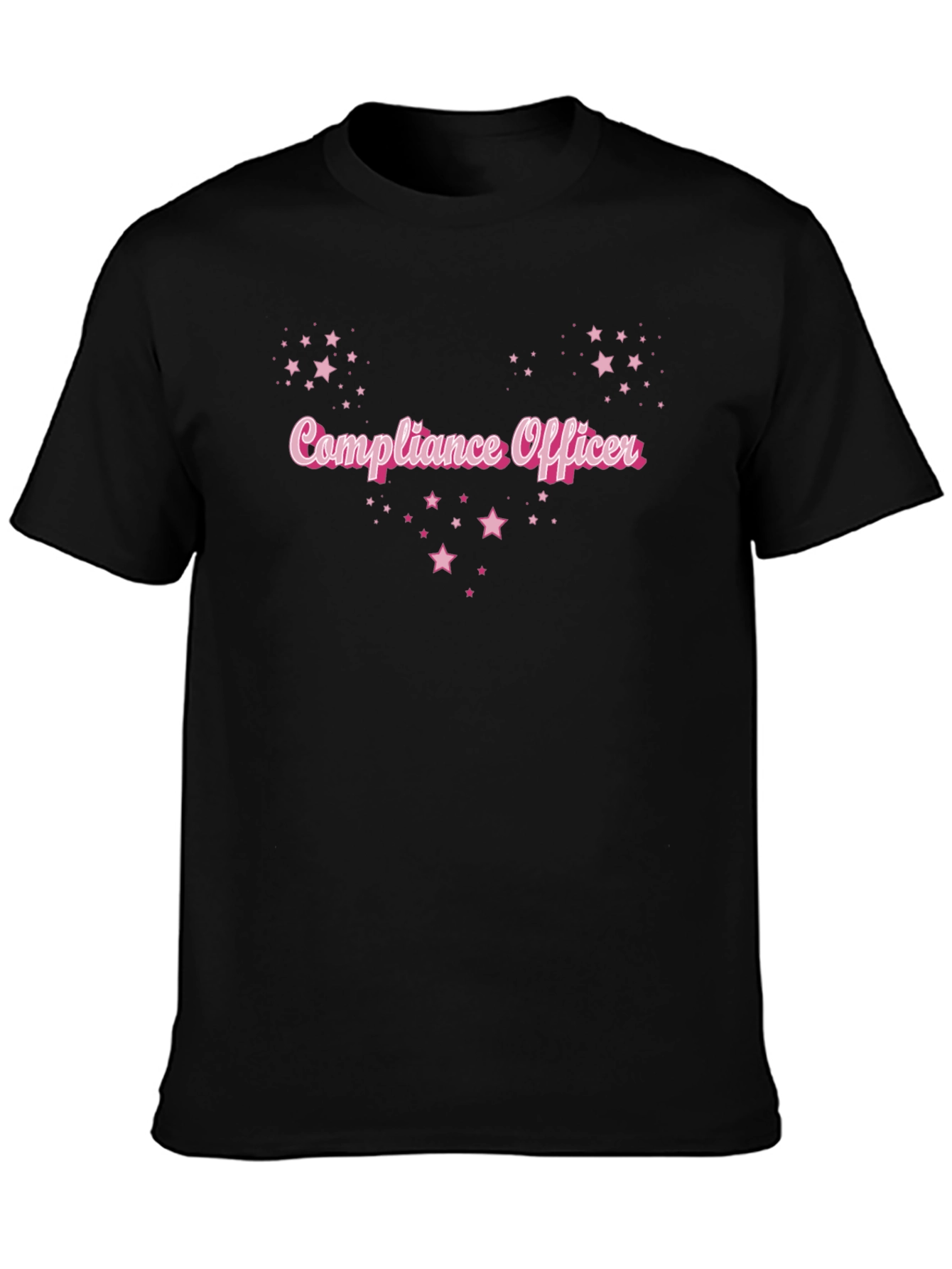 Compliance Officer Pink Star Black T-Shirt