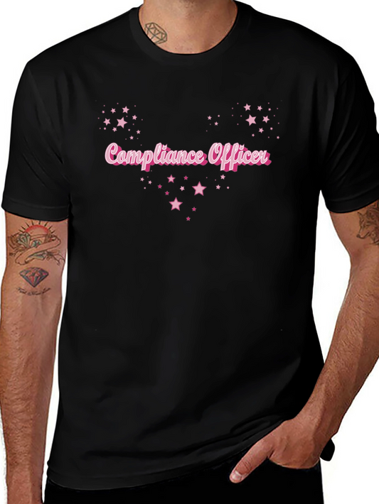 Compliance Officer Pink Star Black T-Shirt