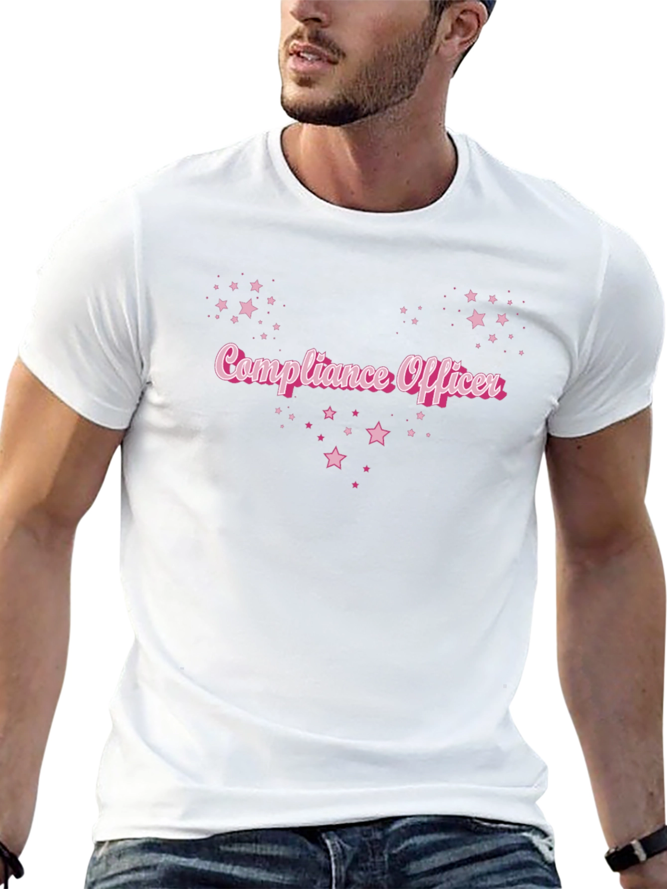 Compliance Officer Pink Star Black T-Shirt