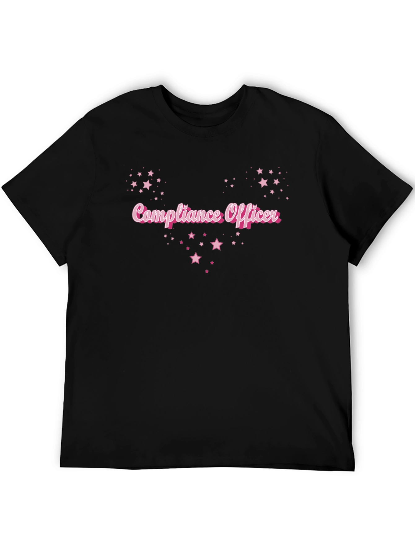 Compliance Officer Pink Star Black T-Shirt