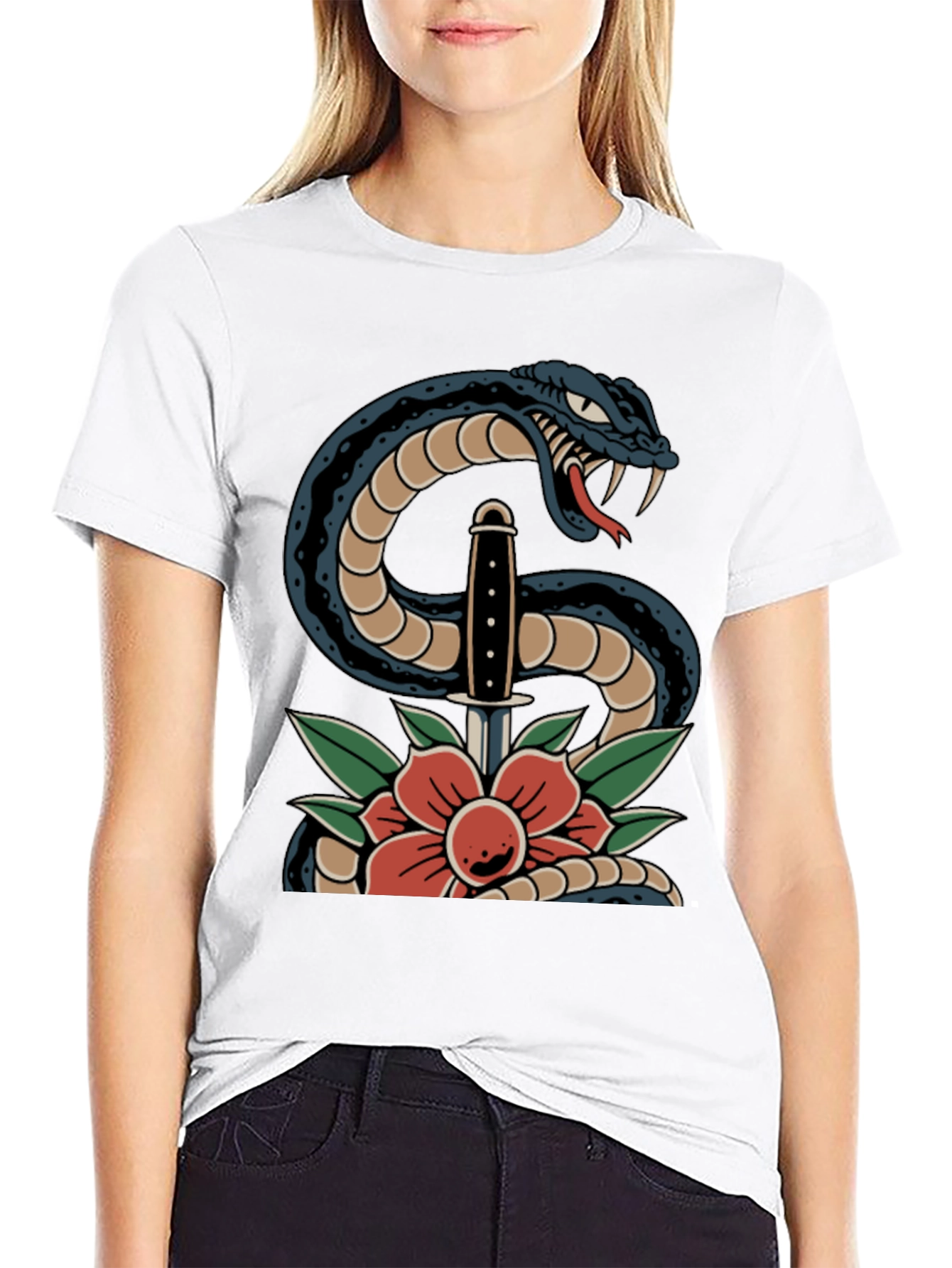 Snake & Dagger Graphic Tee - Black T-Shirt