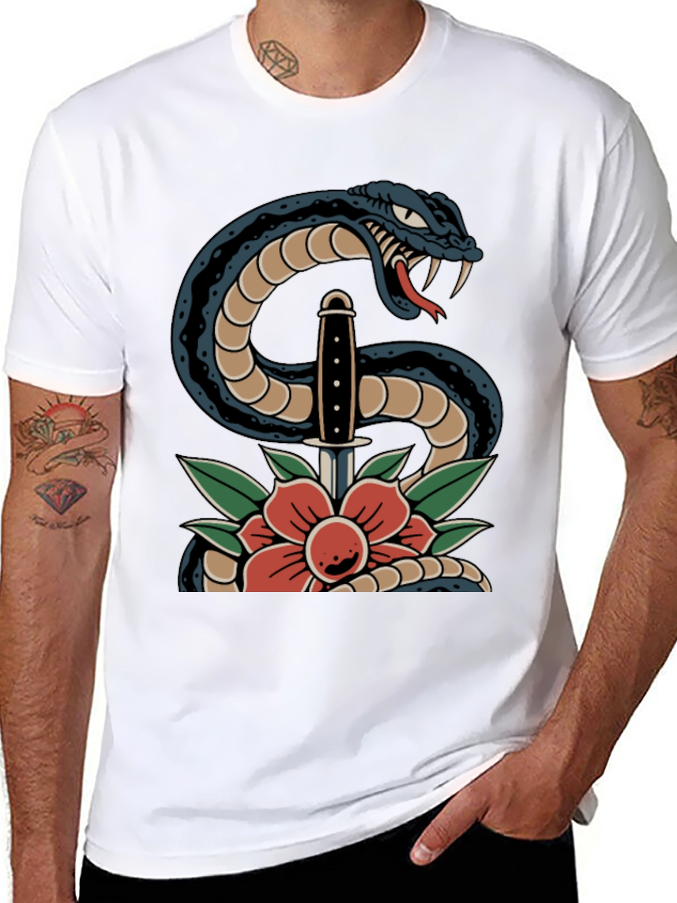 Snake & Dagger Graphic Tee - Black T-Shirt