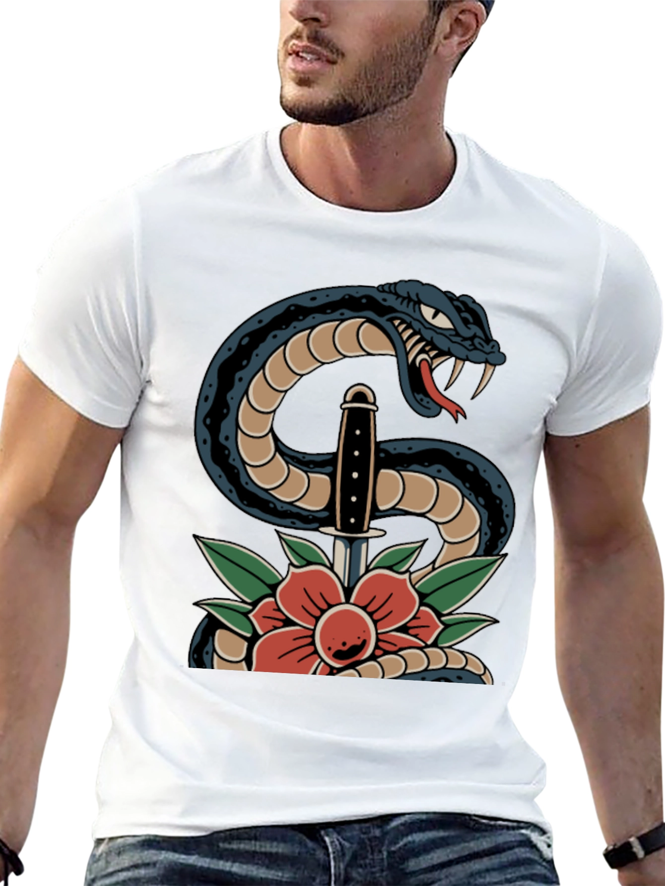 Snake & Dagger Graphic Tee - Black T-Shirt