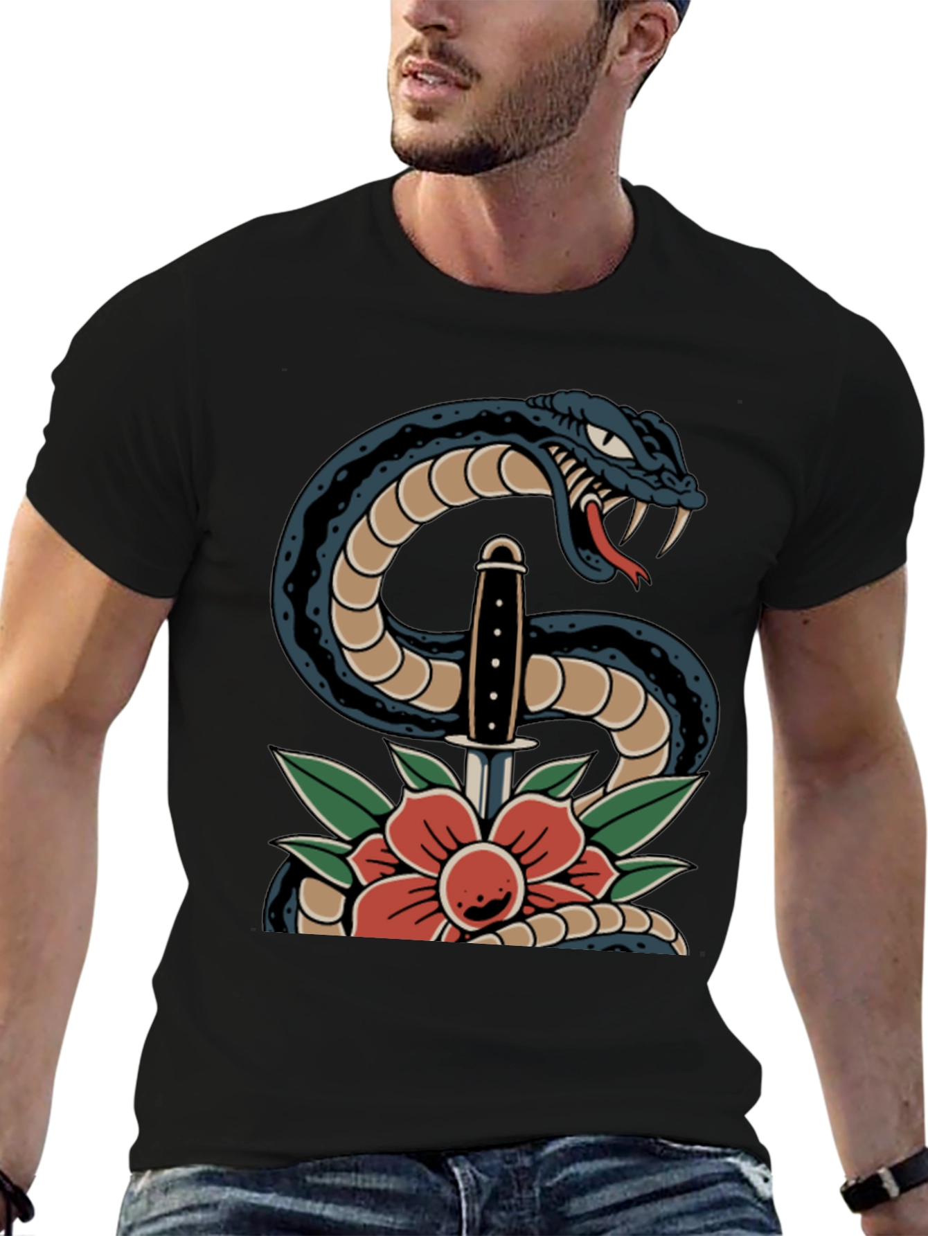 Snake & Dagger Graphic Tee - Black T-Shirt