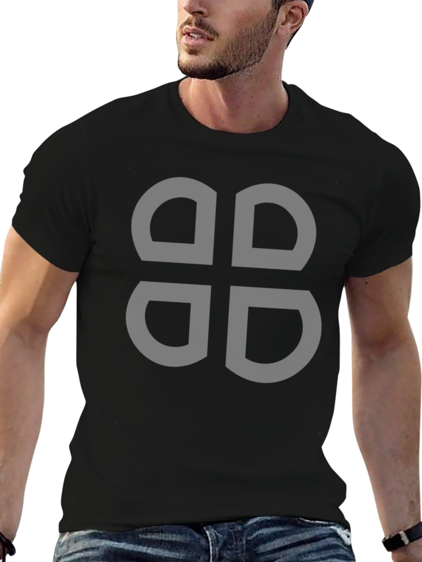 Abstract Symbol Graphic Tee - Mens Black Casual T-Shirt