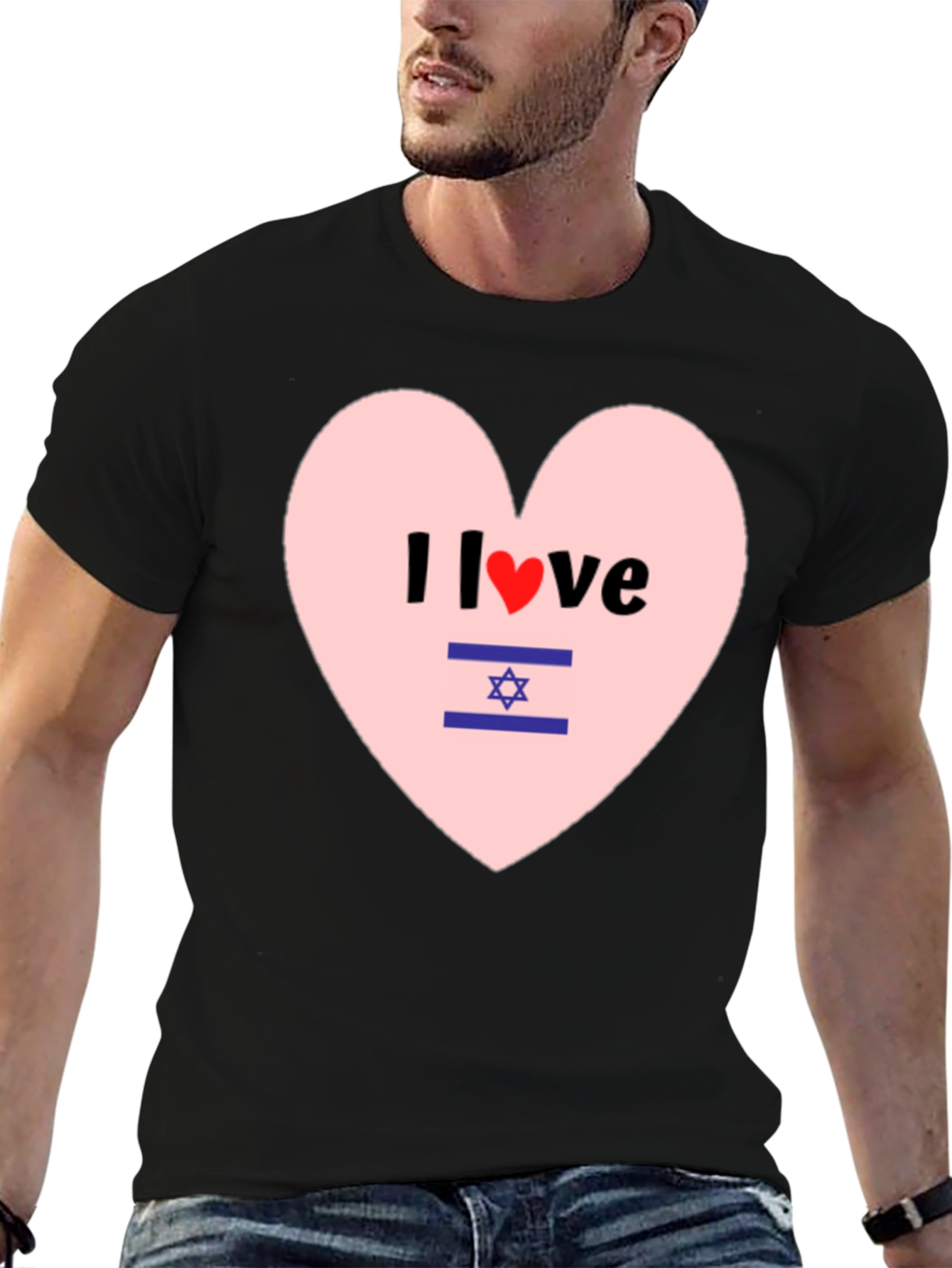 I Love Israel T-Shirt Heart Design Black
