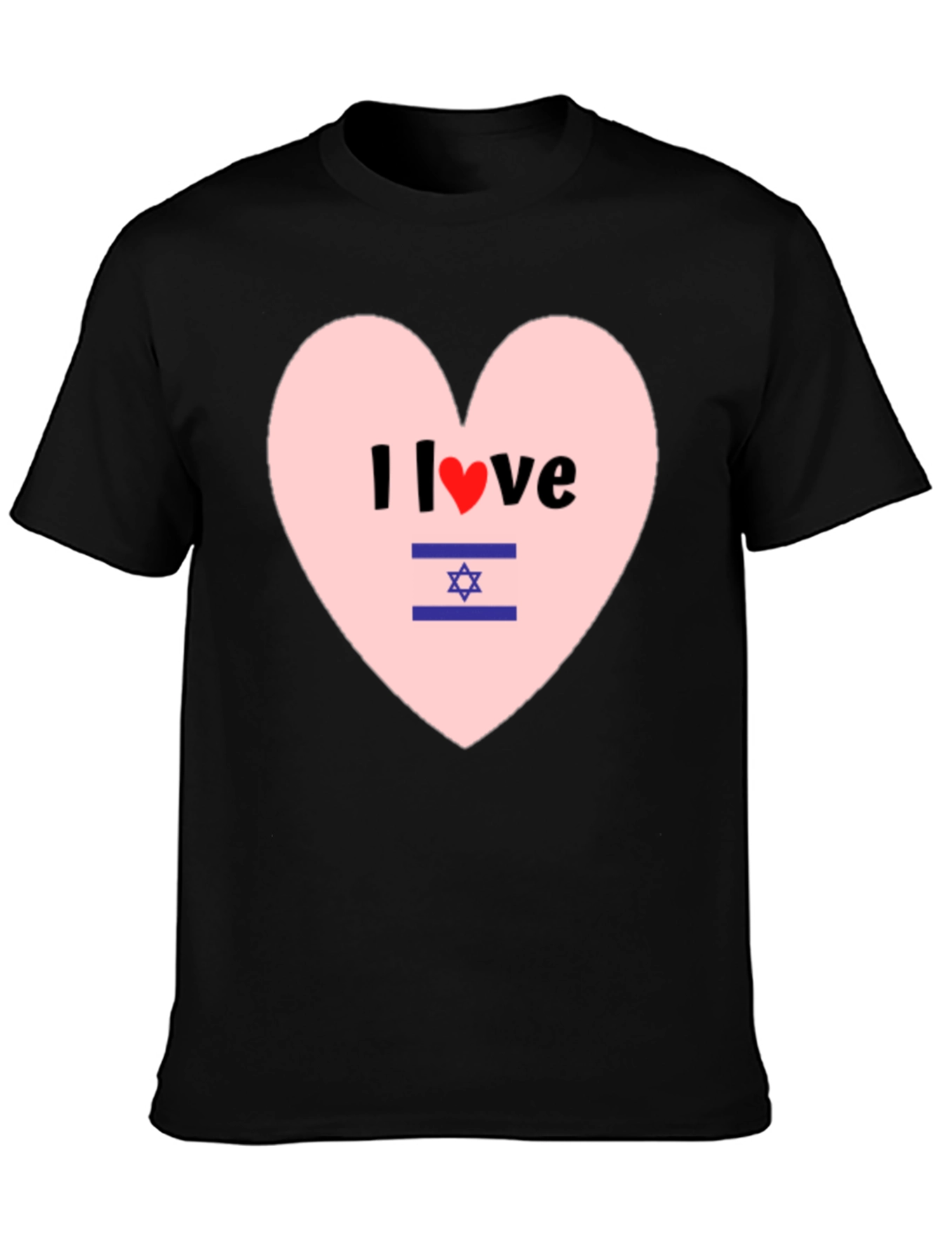I Love Israel T-Shirt Heart Design Black