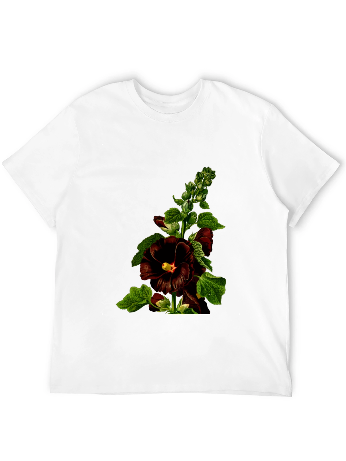 Floral Black T-Shirt - Unique Botanical Design