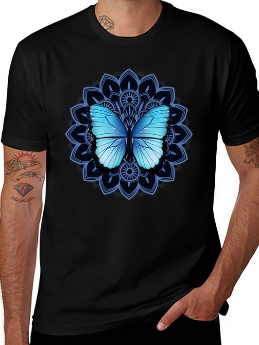 Butterfly Mandala Graphic Tee - Elegant Design