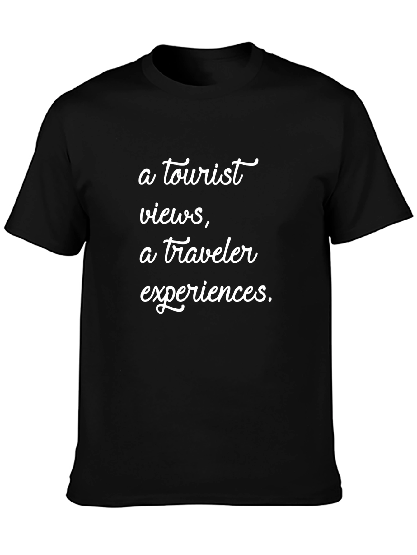 Tourist vs Traveler Slogan Graphic Tee - Black