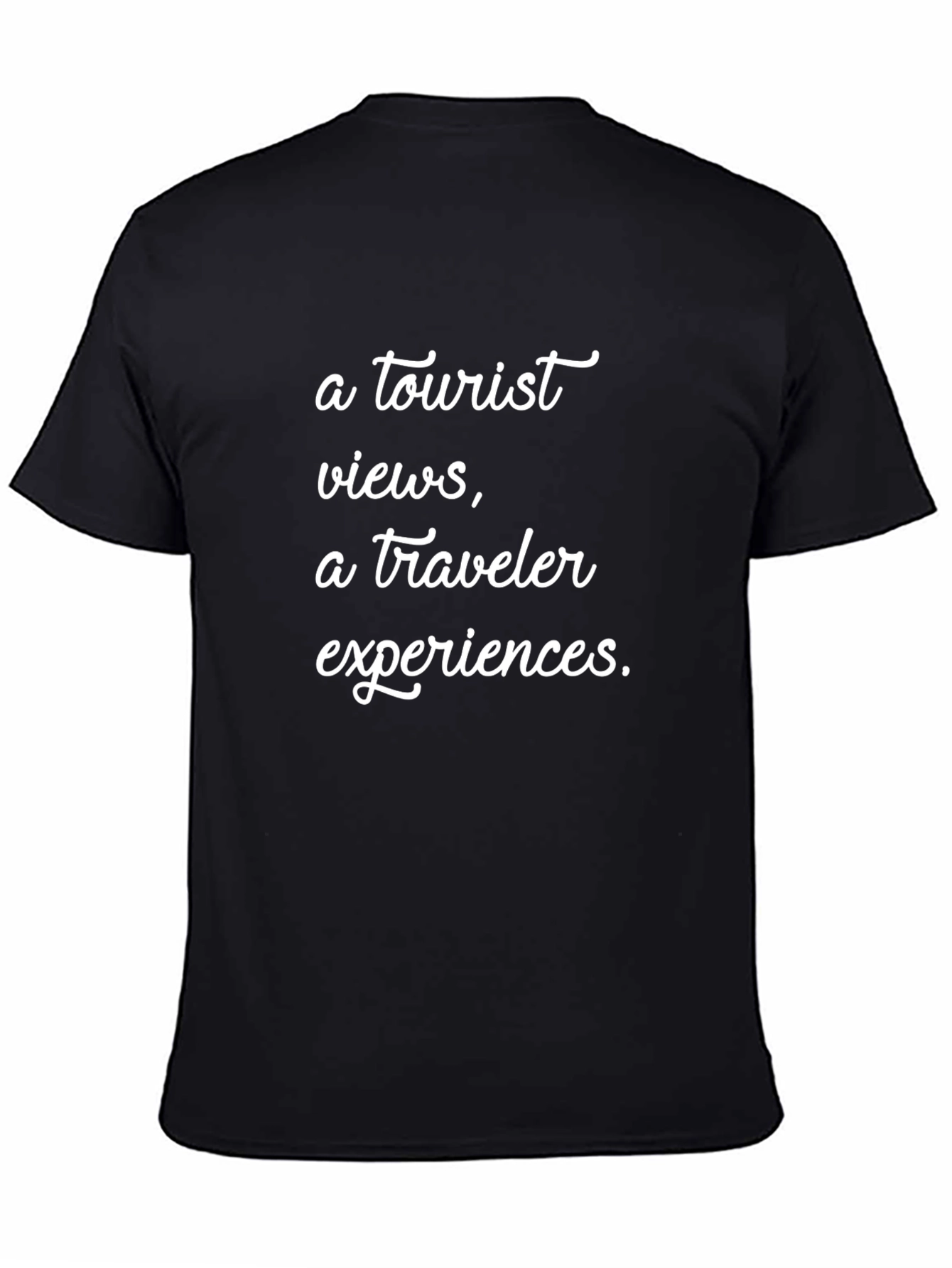 Tourist vs Traveler Slogan Graphic Tee - Black