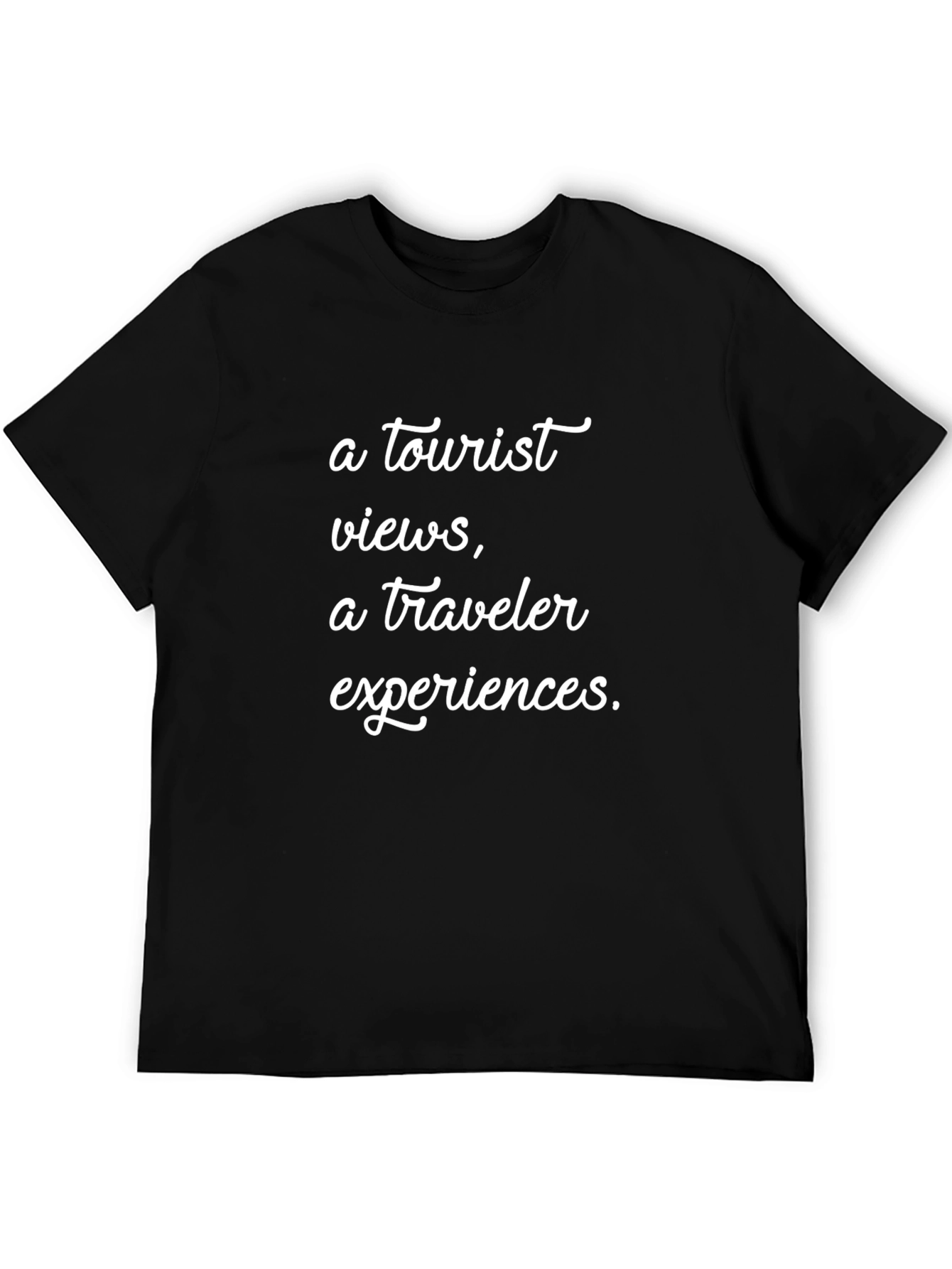 Tourist vs Traveler Slogan Graphic Tee - Black