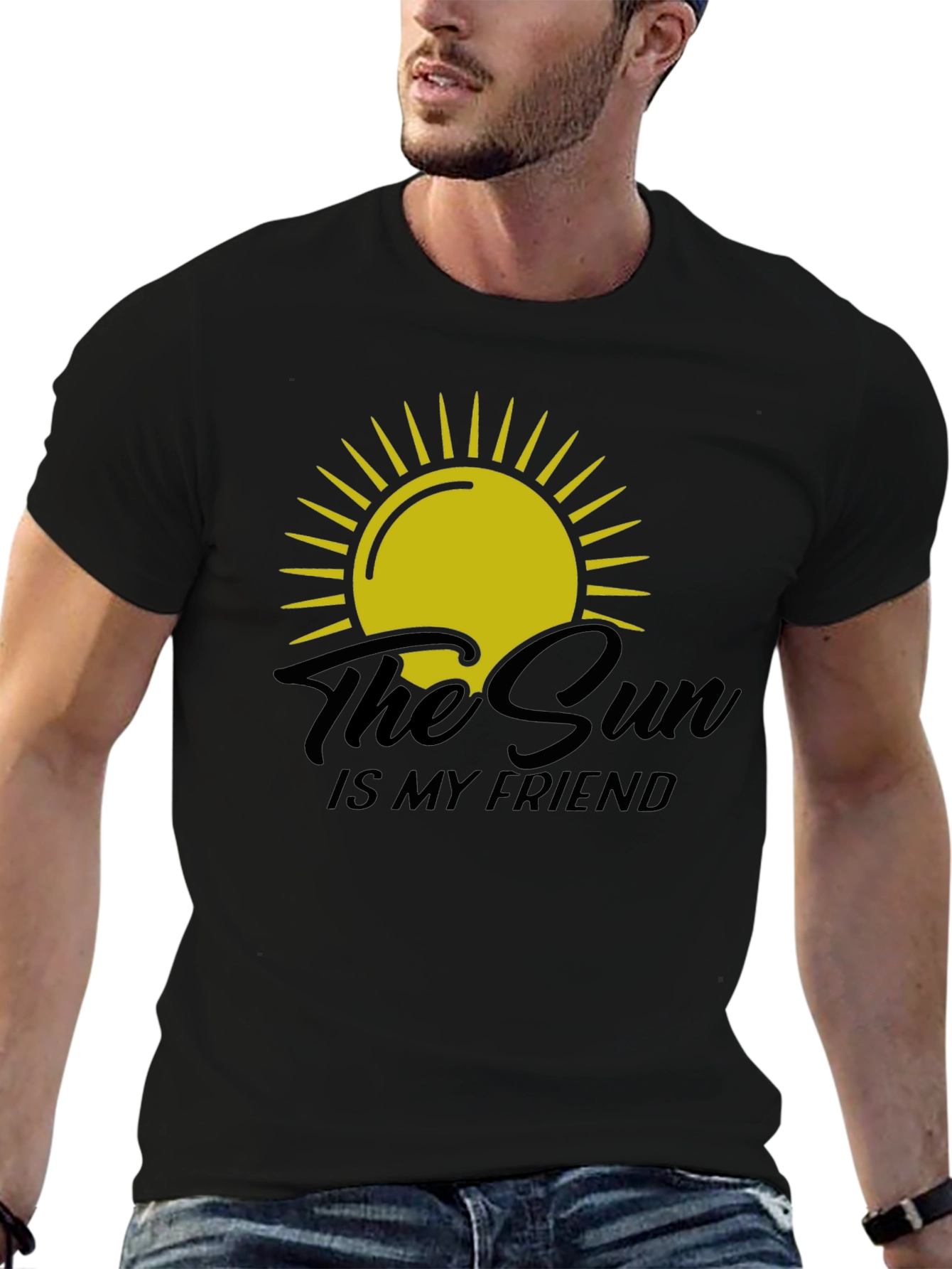 The Sun Is My Friend Black Graphic Tee