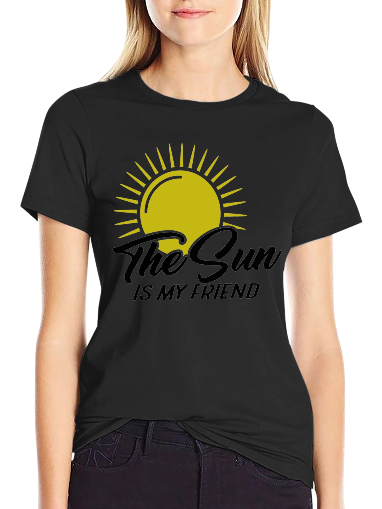 The Sun Is My Friend Black Graphic Tee