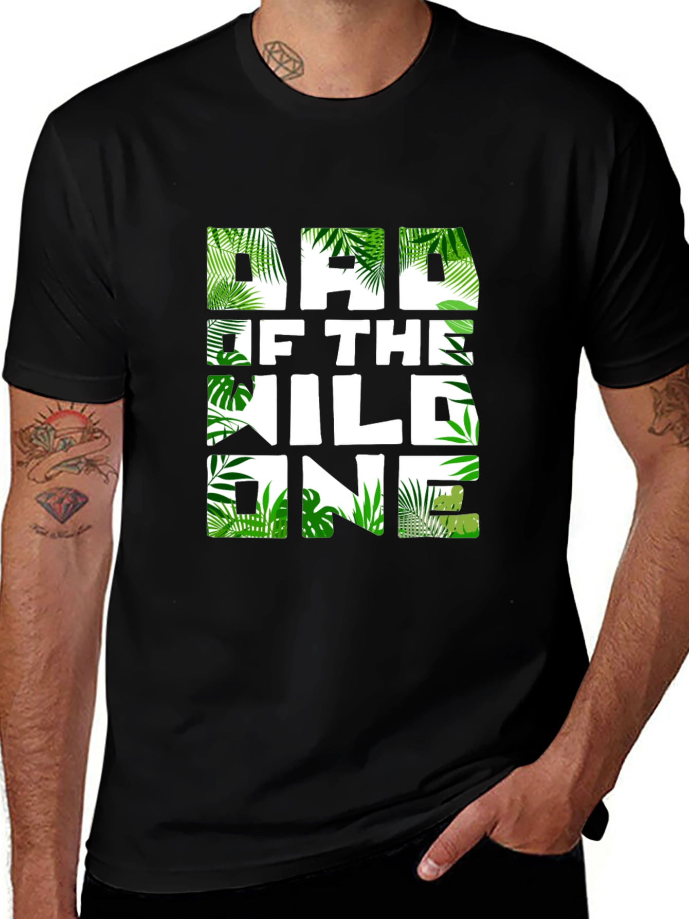 Dad of the Wild One Jungle Print T-Shirt