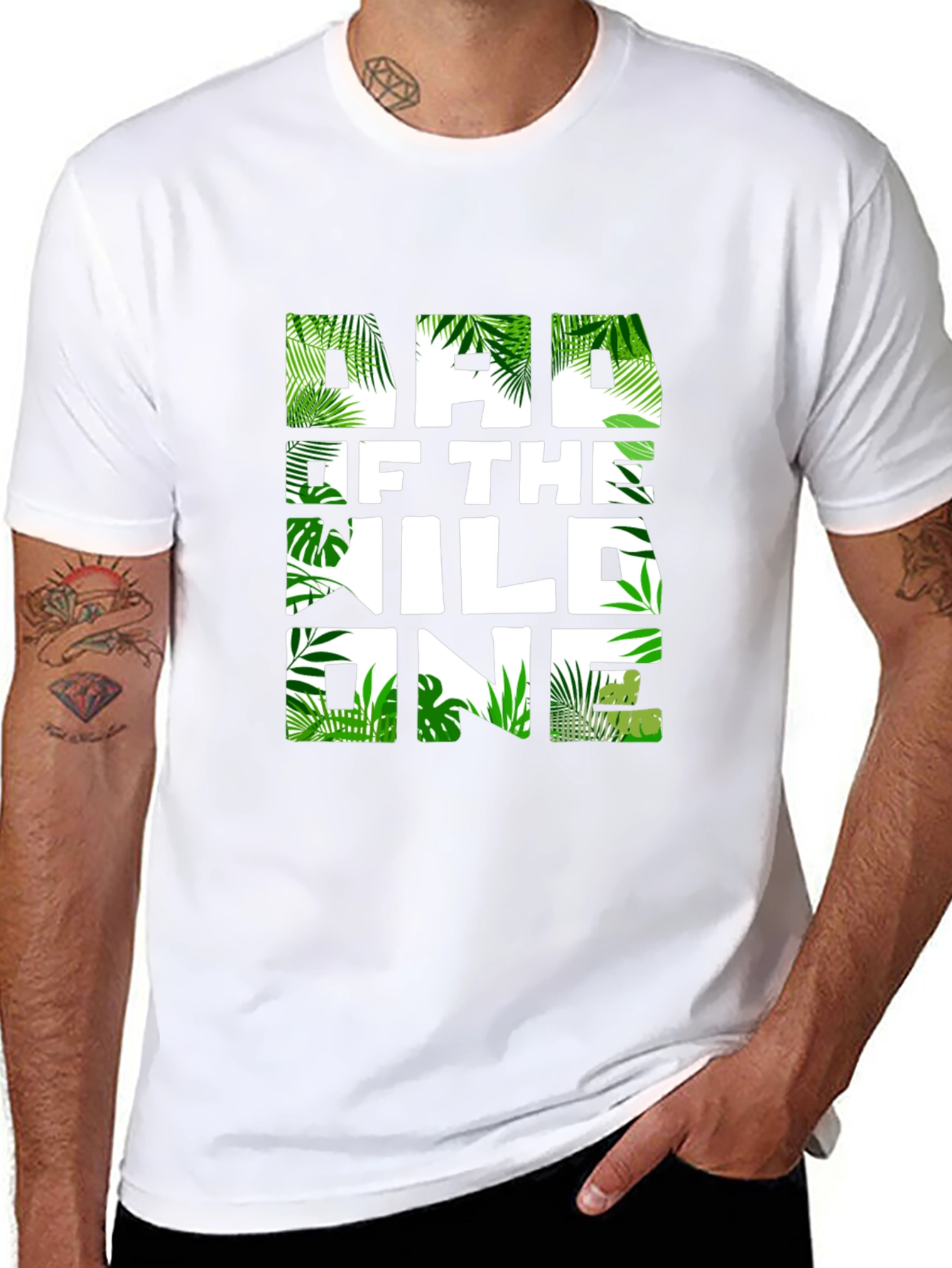 Dad of the Wild One Jungle Print T-Shirt
