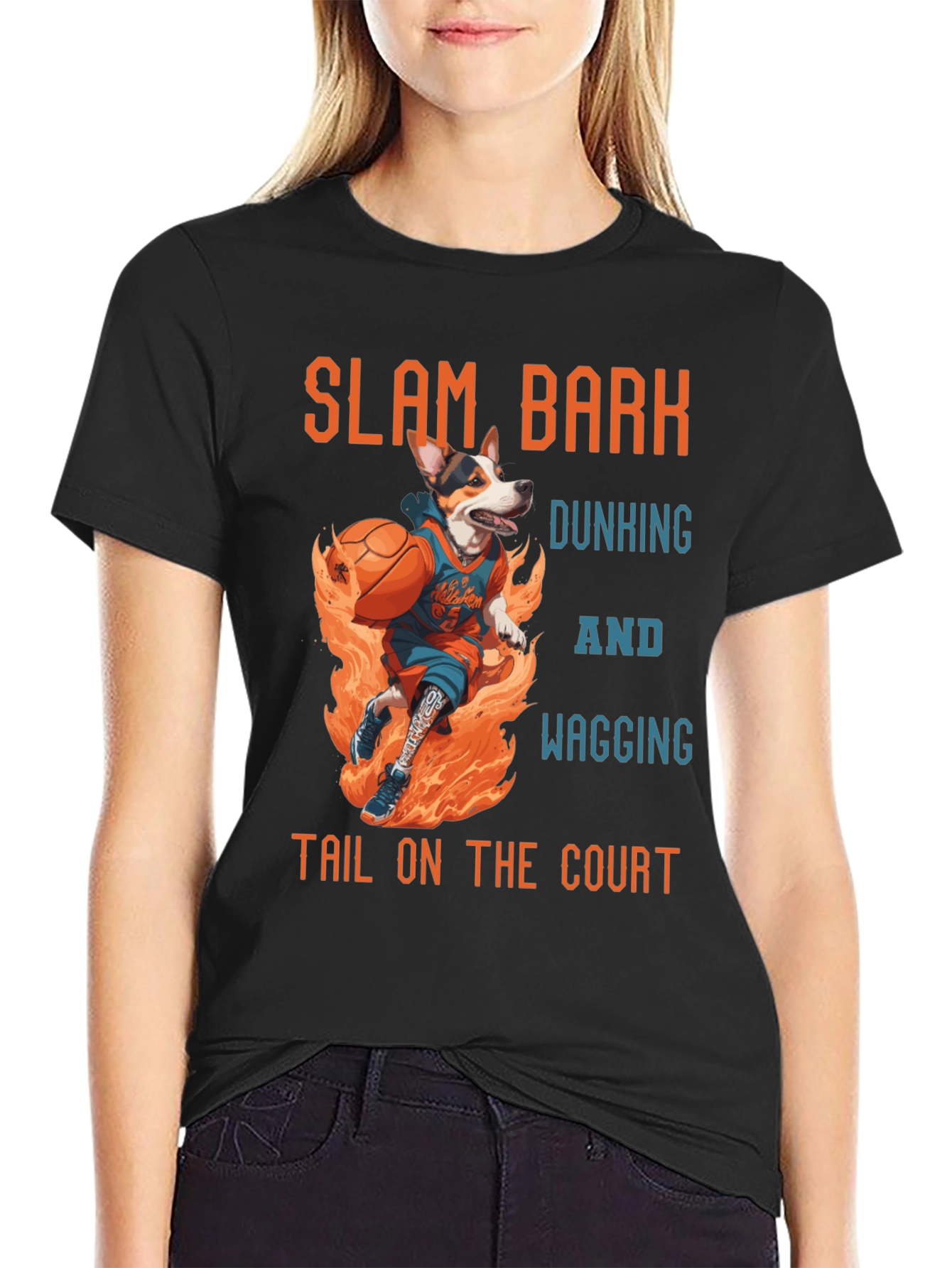 Slam Bark Basketball Dog T-Shirt – Funny Sports Dog Tee