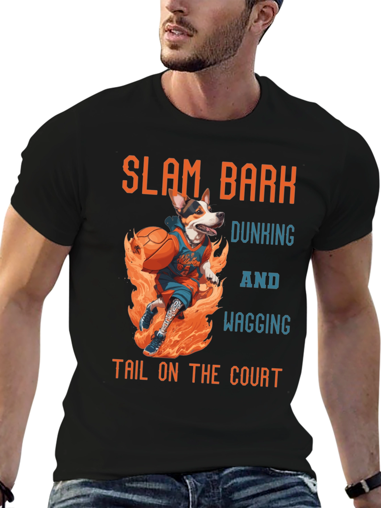 Slam Bark Basketball Dog T-Shirt – Funny Sports Dog Tee