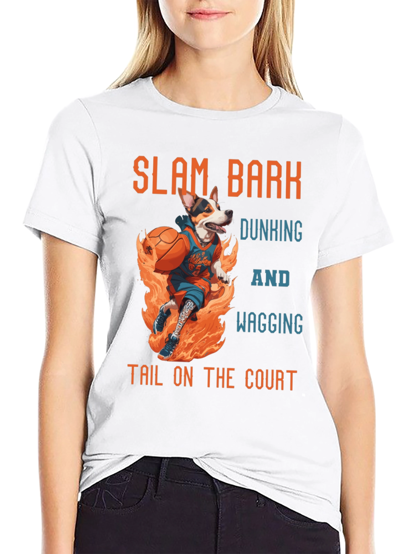 Slam Bark Basketball Dog T-Shirt – Funny Sports Dog Tee