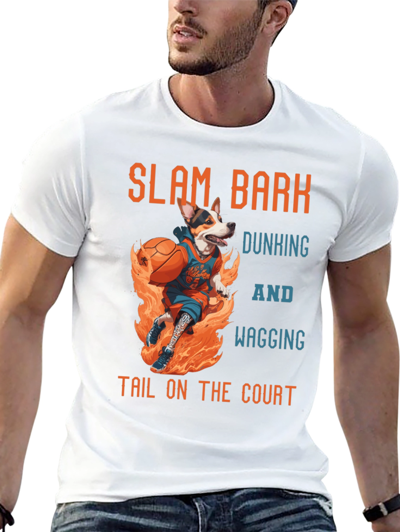 Slam Bark Basketball Dog T-Shirt – Funny Sports Dog Tee