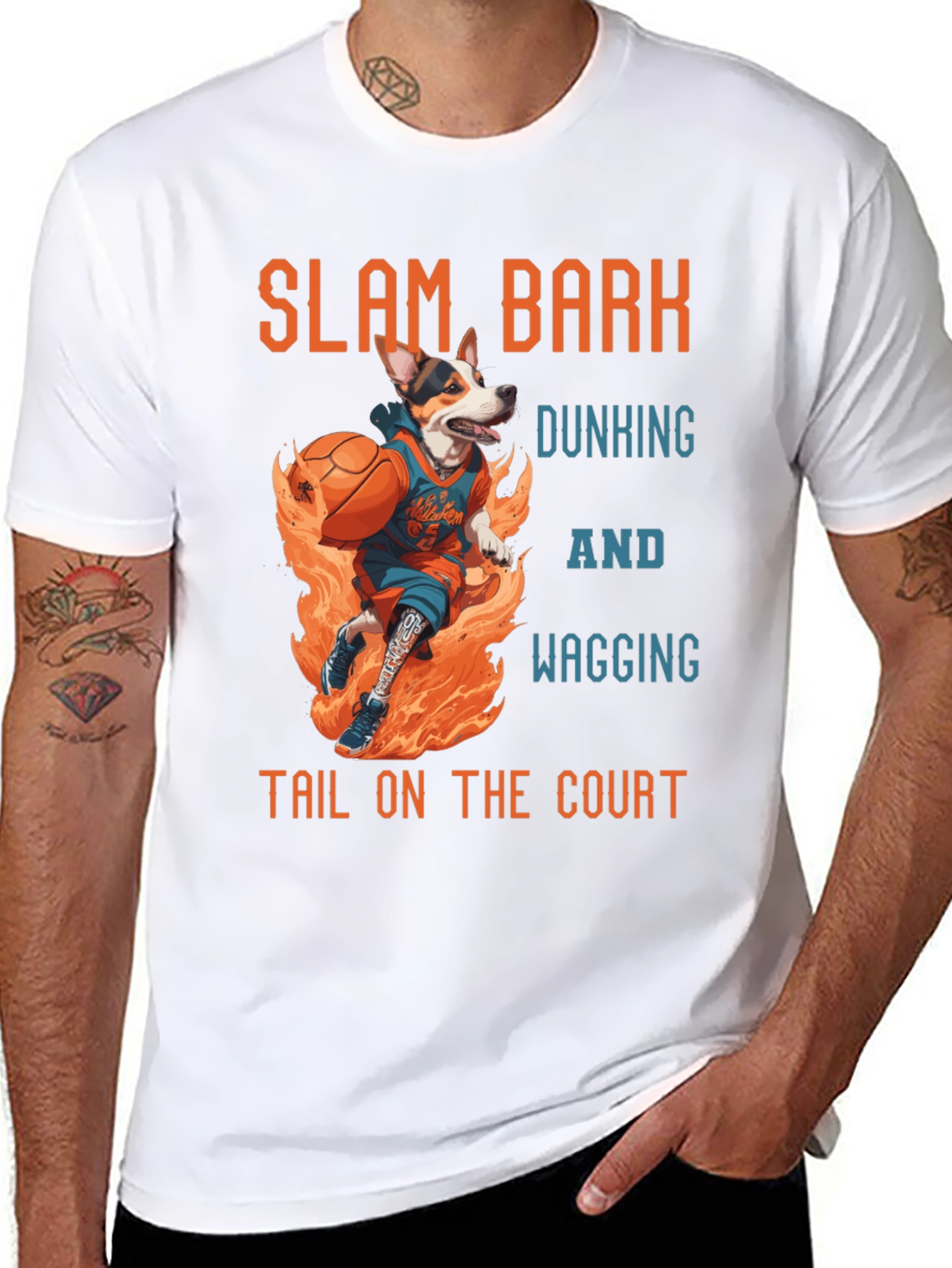 Slam Bark Basketball Dog T-Shirt – Funny Sports Dog Tee