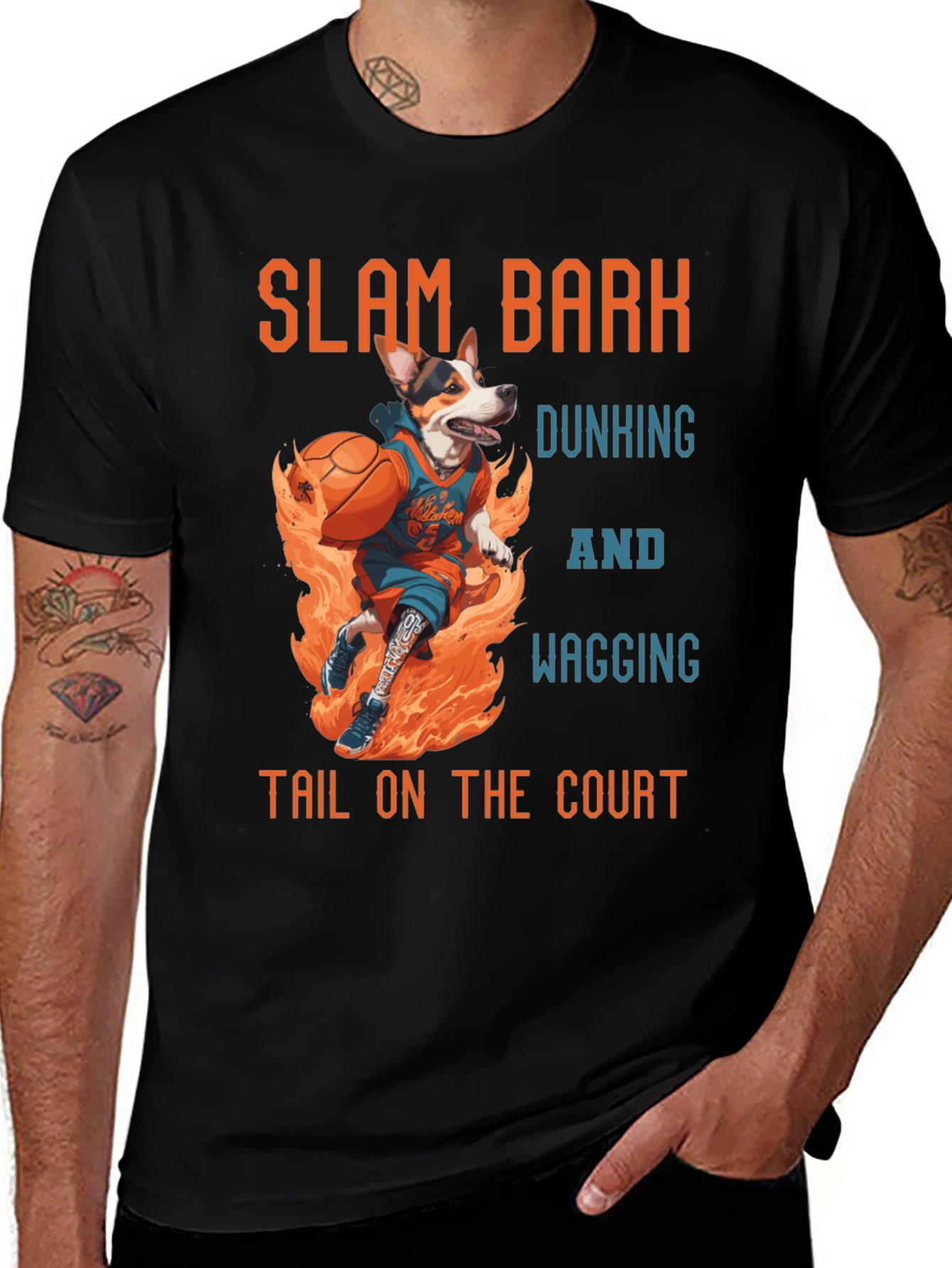 Slam Bark Basketball Dog T-Shirt – Funny Sports Dog Tee