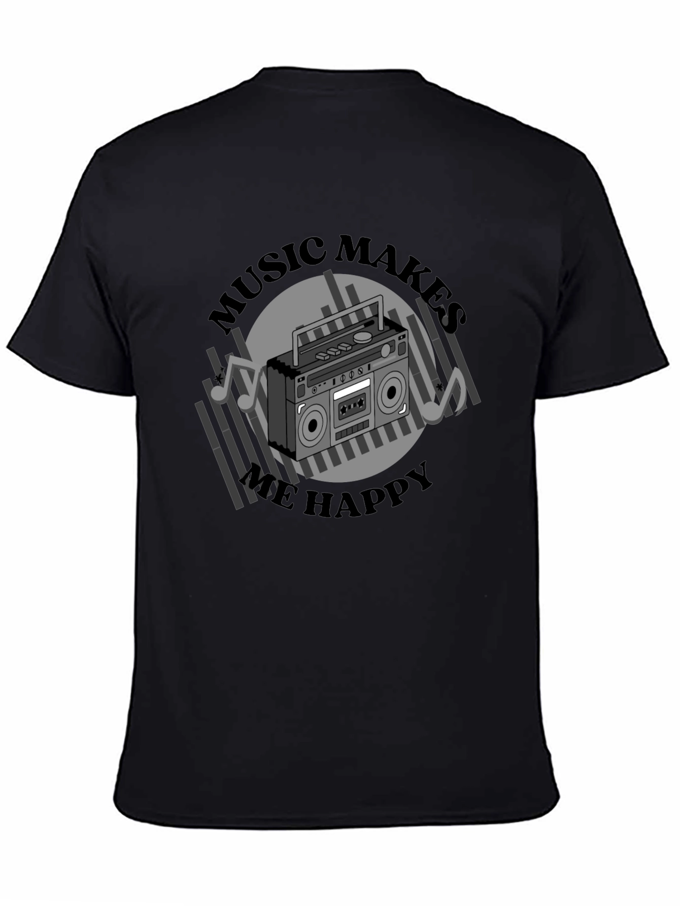 Music Makes Me Happy Black Graphic Tee
