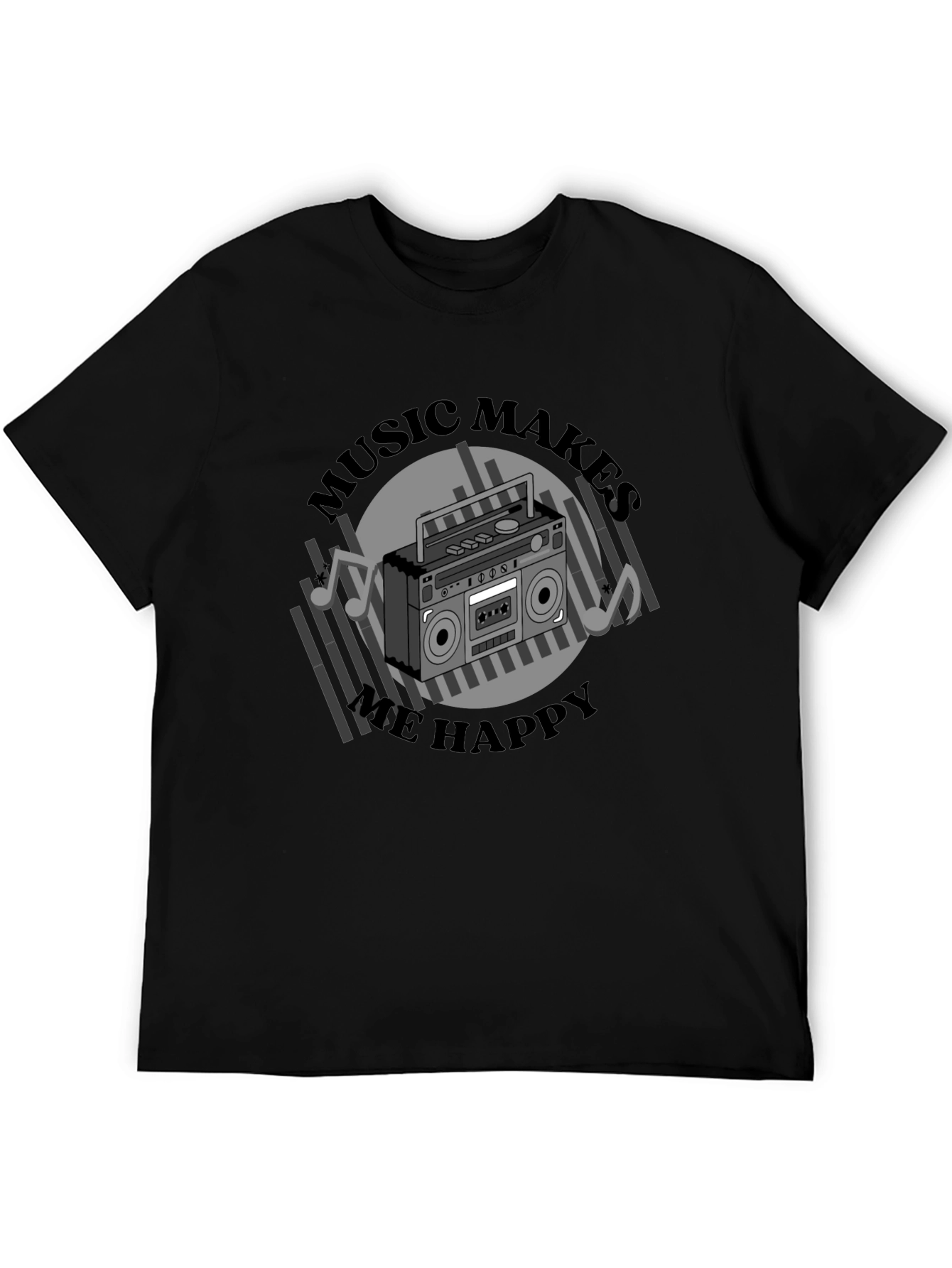 Music Makes Me Happy Black Graphic Tee