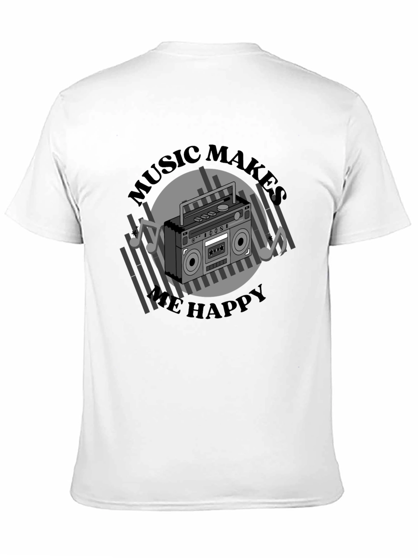 Music Makes Me Happy Black Graphic Tee