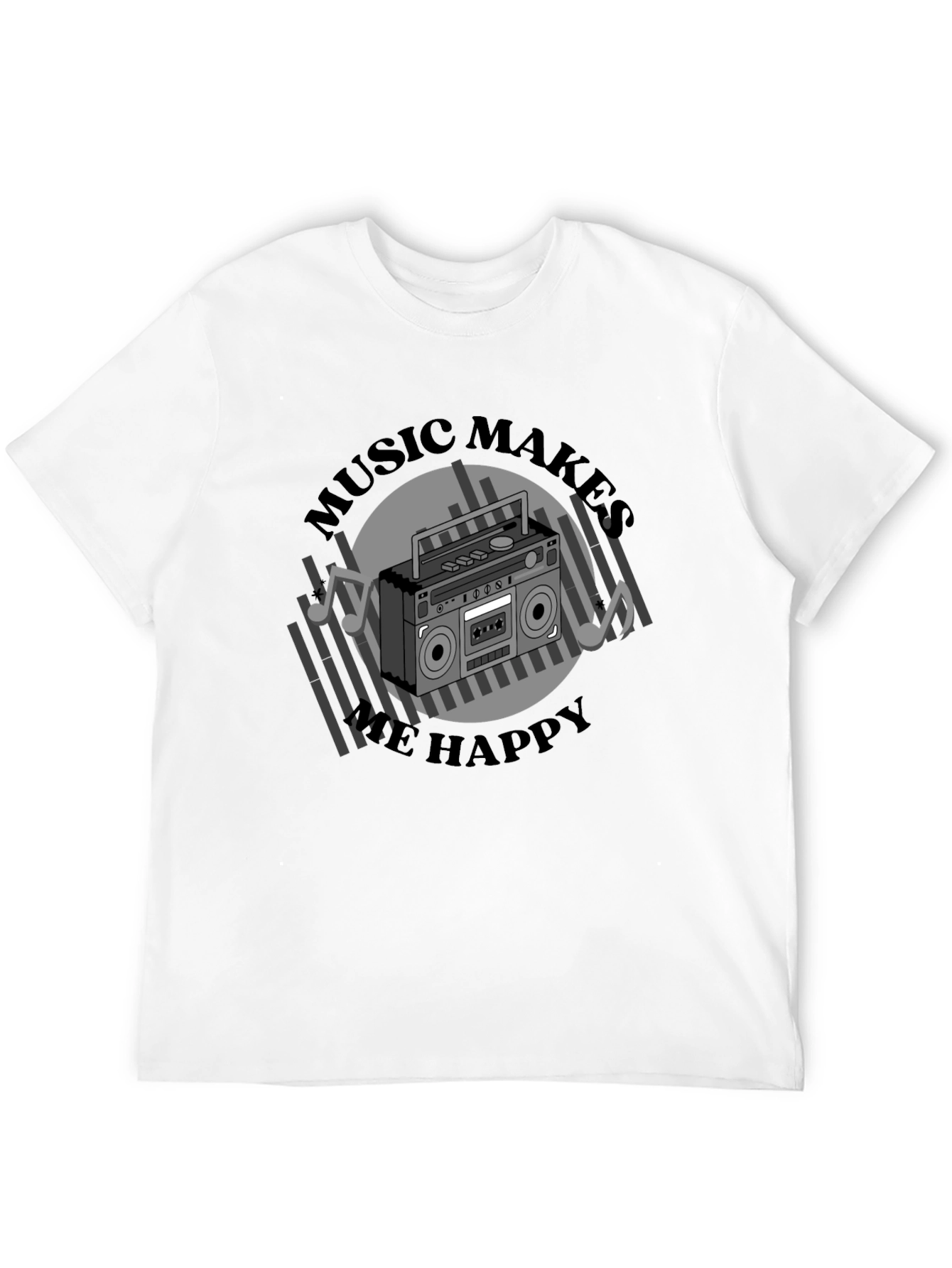 Music Makes Me Happy Black Graphic Tee