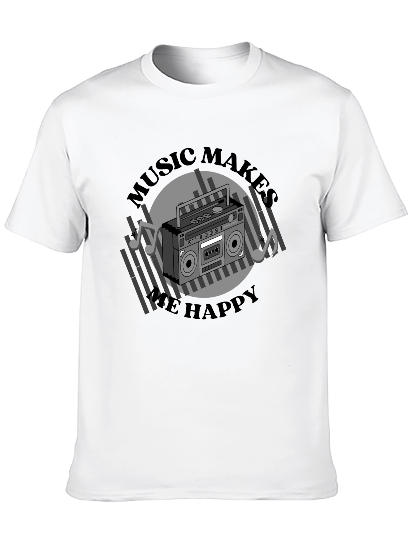 Music Makes Me Happy Black Graphic Tee