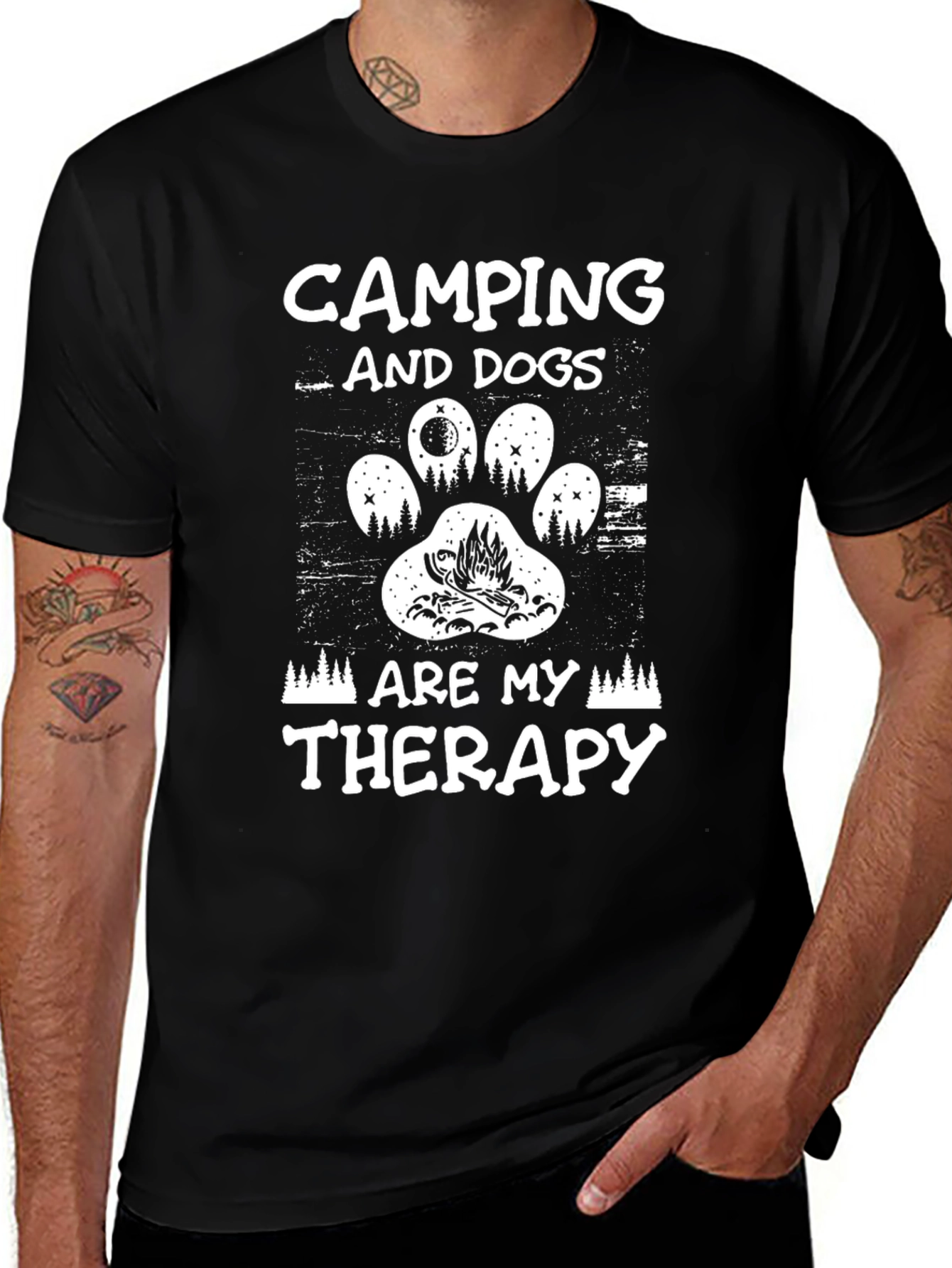 Camping and Dogs Therapy T-Shirt | Funny Camping Dog Lover Tee | Outdoor Graphic Shirt | Dog Lover Gift | Free Shipping $50+