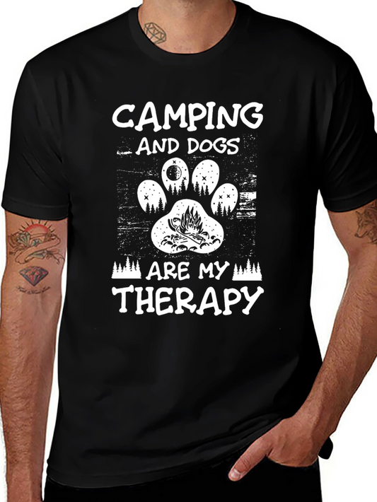 Camping and Dogs Therapy T-Shirt | Funny Camping Dog Lover Tee | Outdoor Graphic Shirt | Dog Lover Gift | Free Shipping $50+