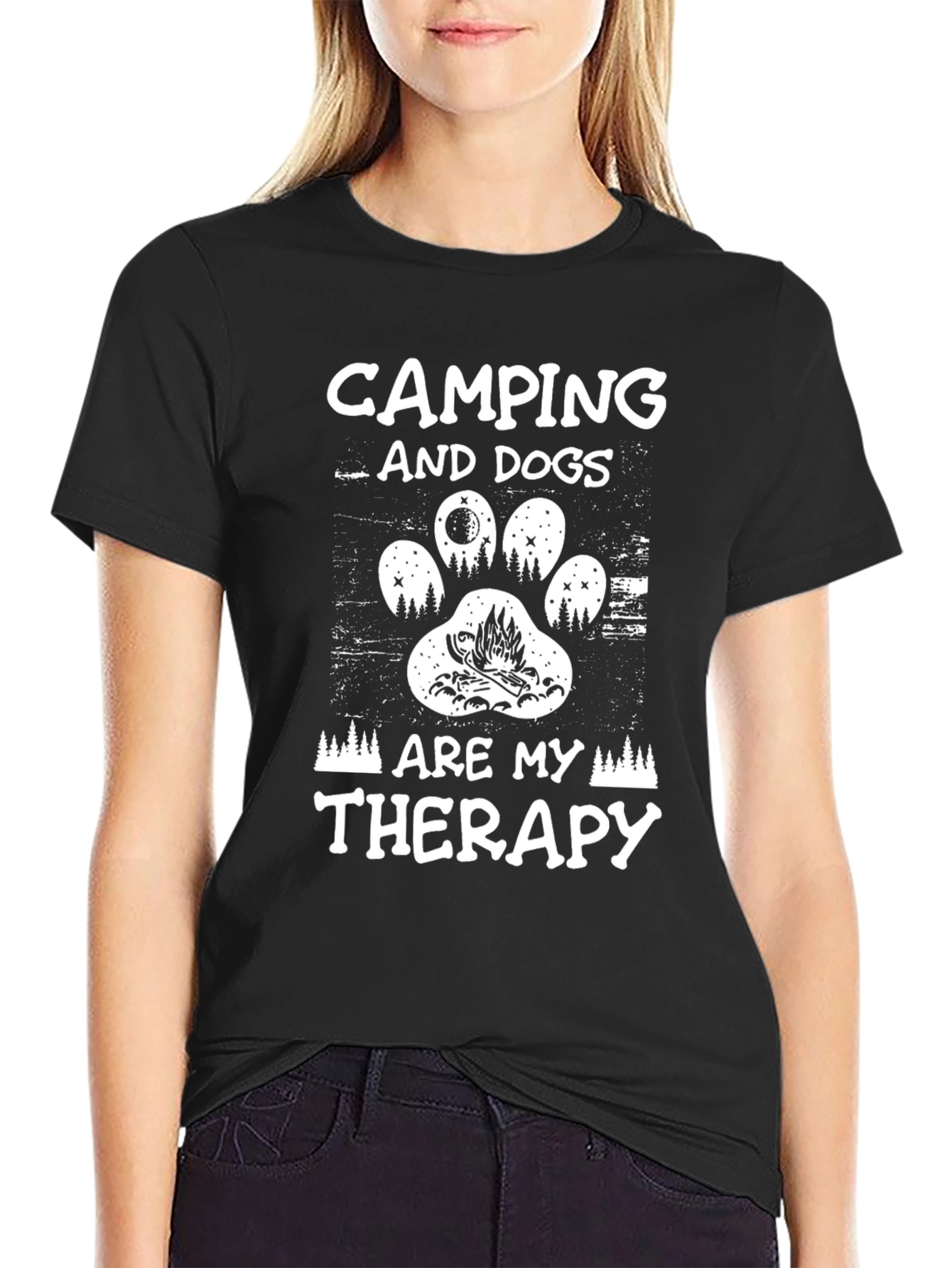 Camping and Dogs Therapy T-Shirt | Funny Camping Dog Lover Tee | Outdoor Graphic Shirt | Dog Lover Gift | Free Shipping $50+