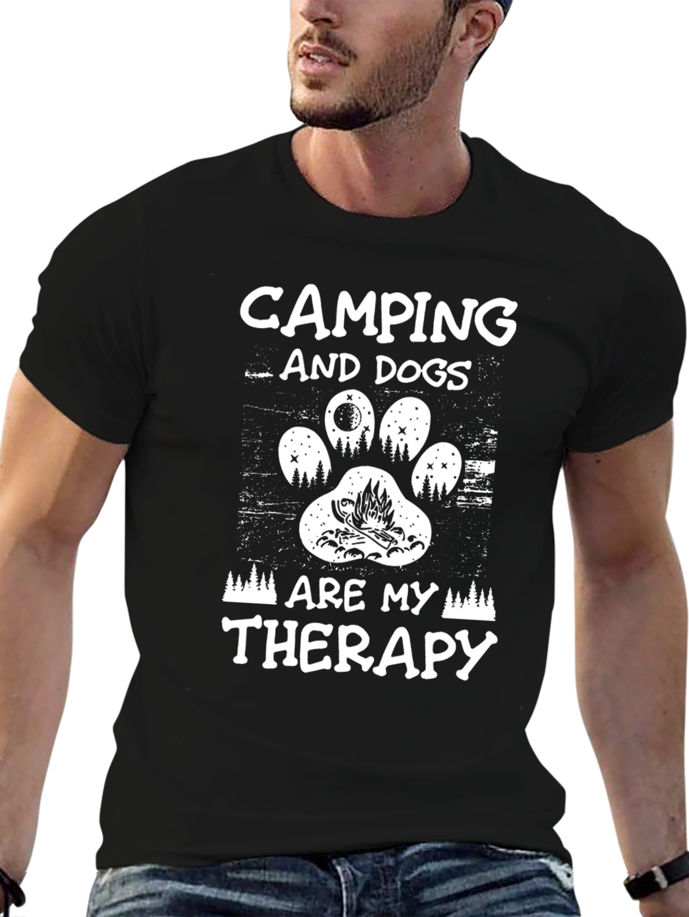 Camping and Dogs Therapy T-Shirt | Funny Camping Dog Lover Tee | Outdoor Graphic Shirt | Dog Lover Gift | Free Shipping $50+
