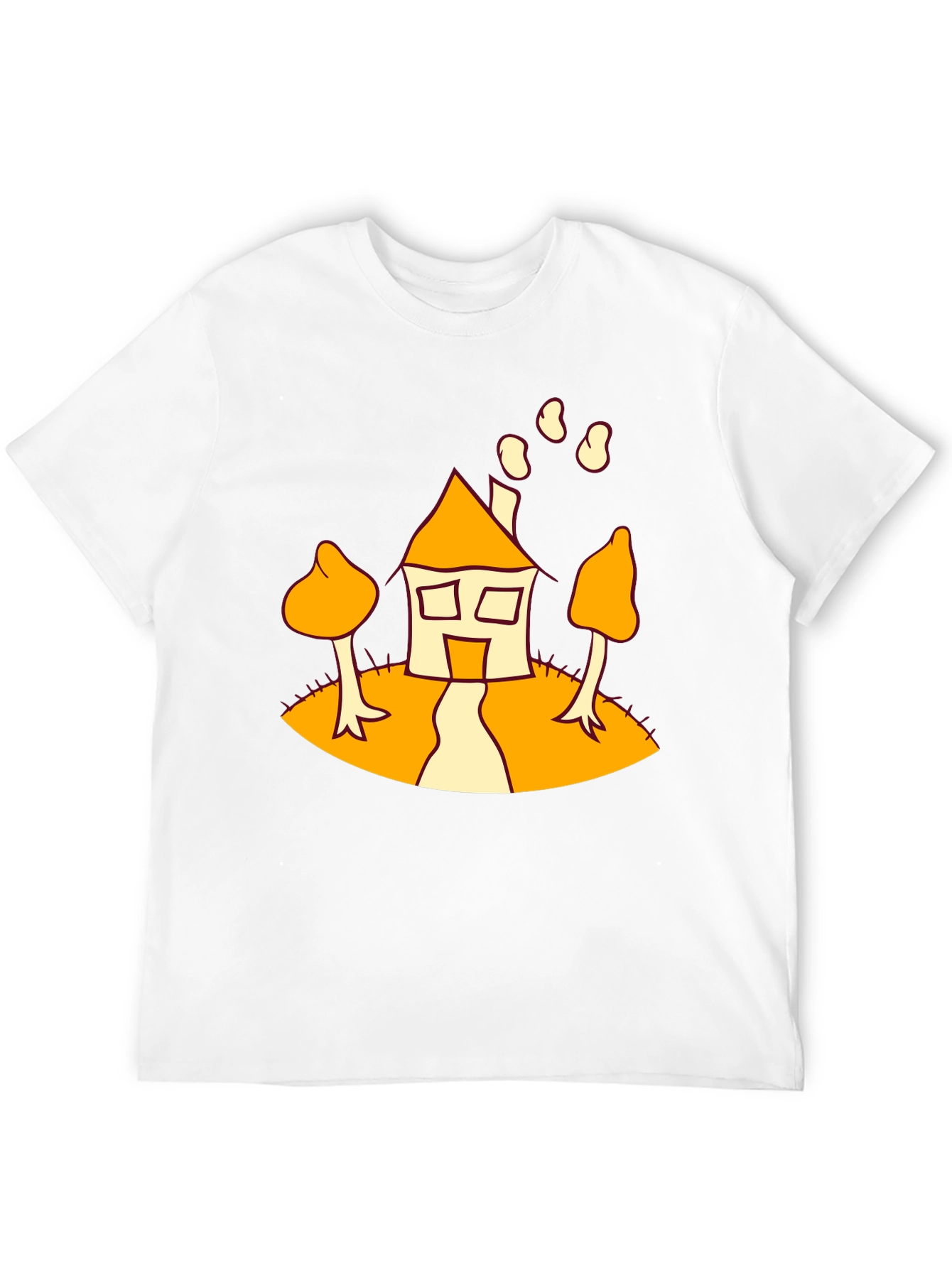 Cartoon House Print Black T-Shirt