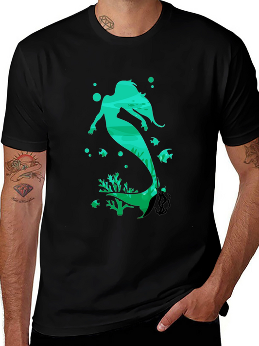 Mermaid Graphic T-Shirt - Black Cotton Tee