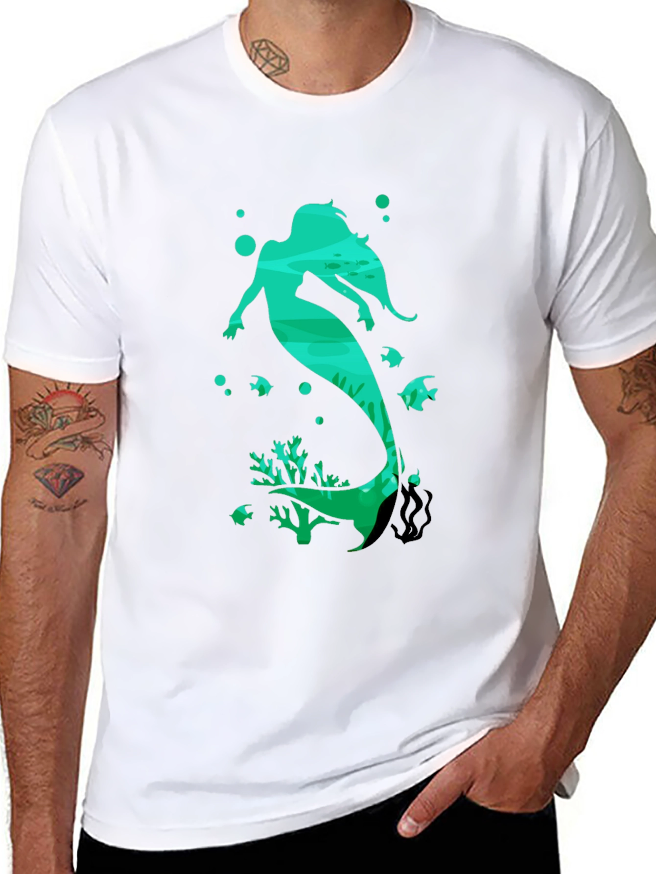 Mermaid Graphic T-Shirt - Black Cotton Tee