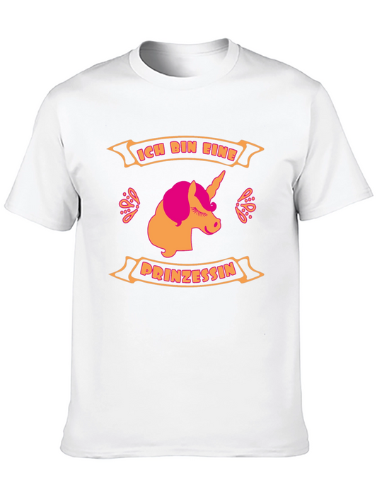 Unicorn Prinzessin Graphic Tee - Black Cotton T-Shirt