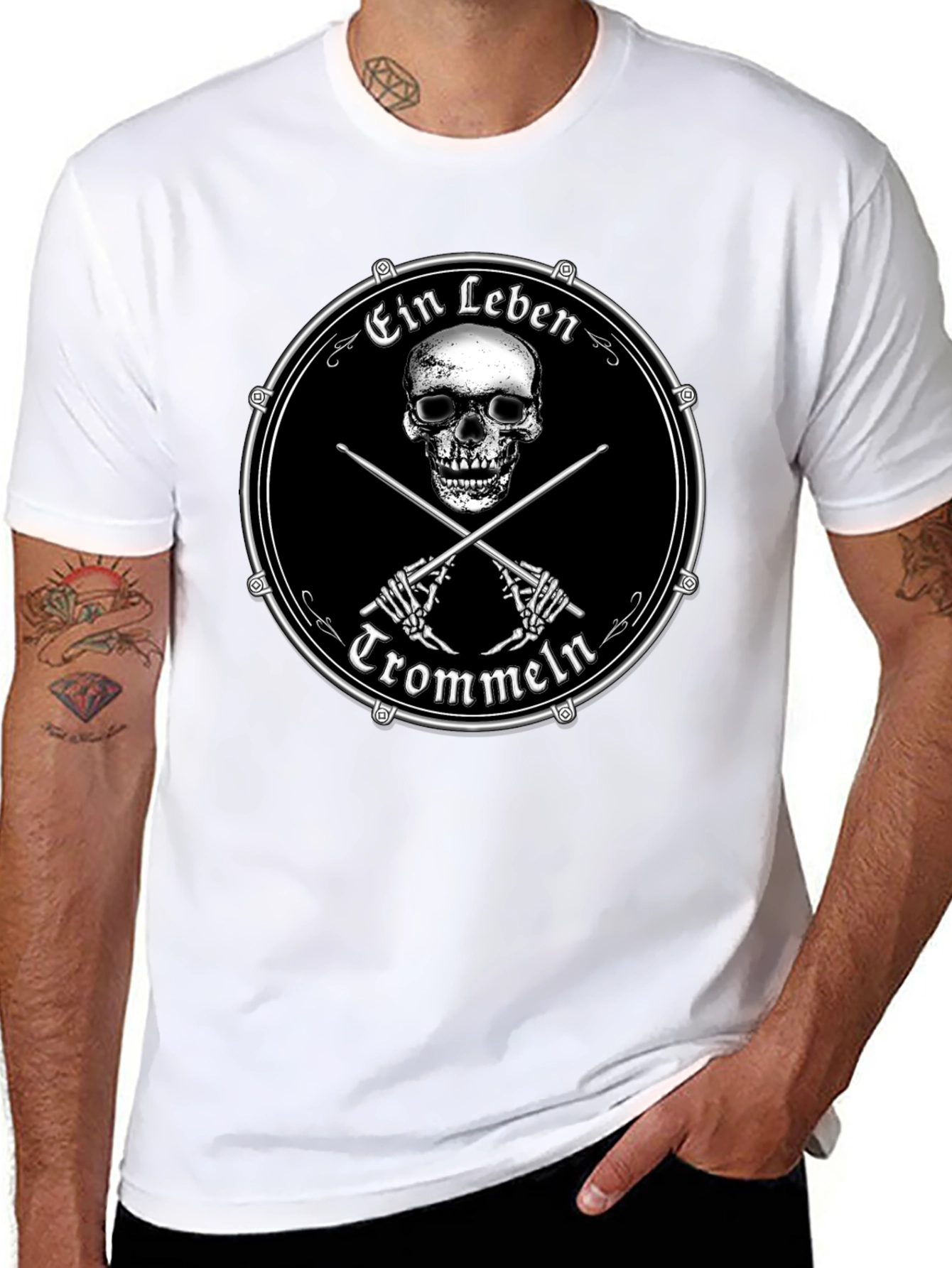 Skull Drummer T-Shirt - Ein Leben Trommeln