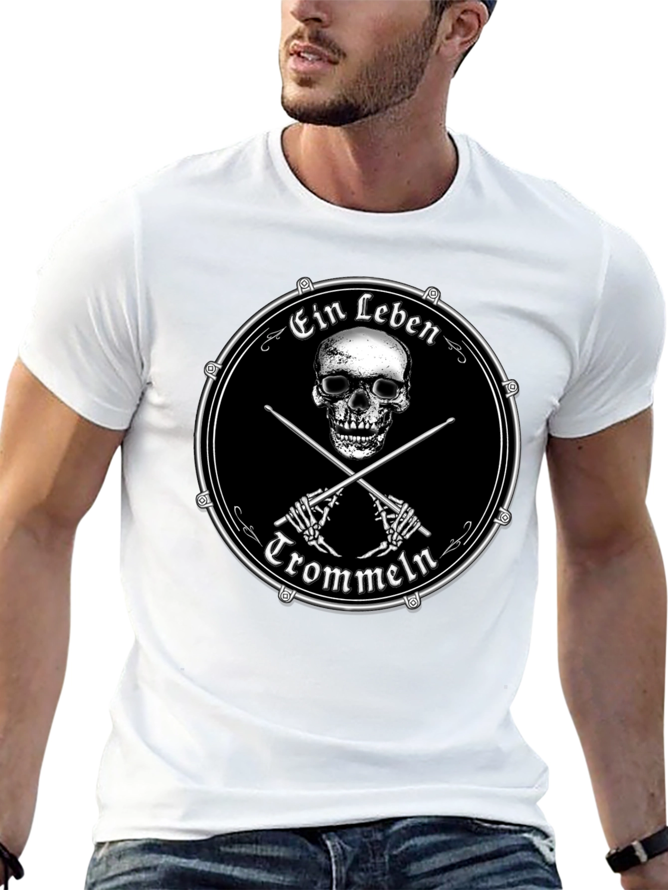Skull Drummer T-Shirt - Ein Leben Trommeln