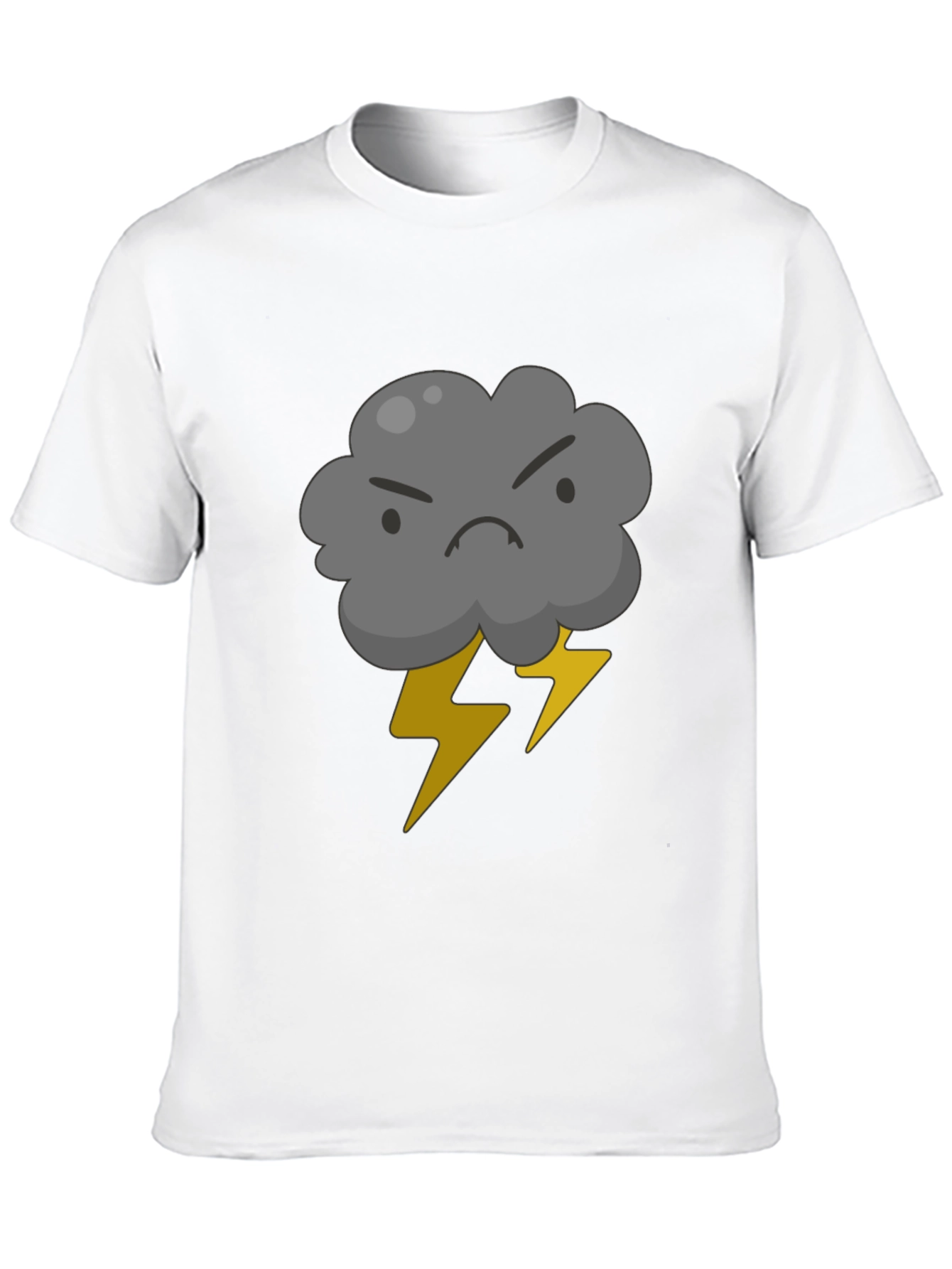 Angry Cloud and Lightning Bolt Black T-Shirt