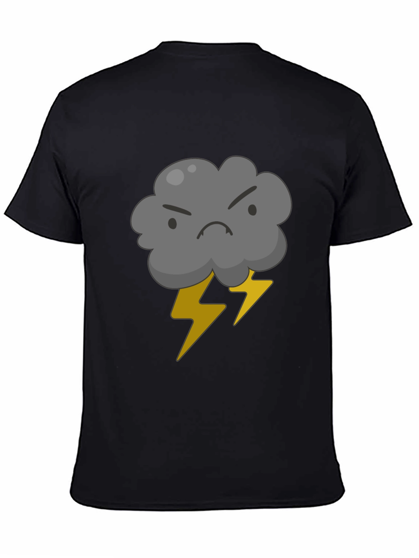 Angry Cloud and Lightning Bolt Black T-Shirt