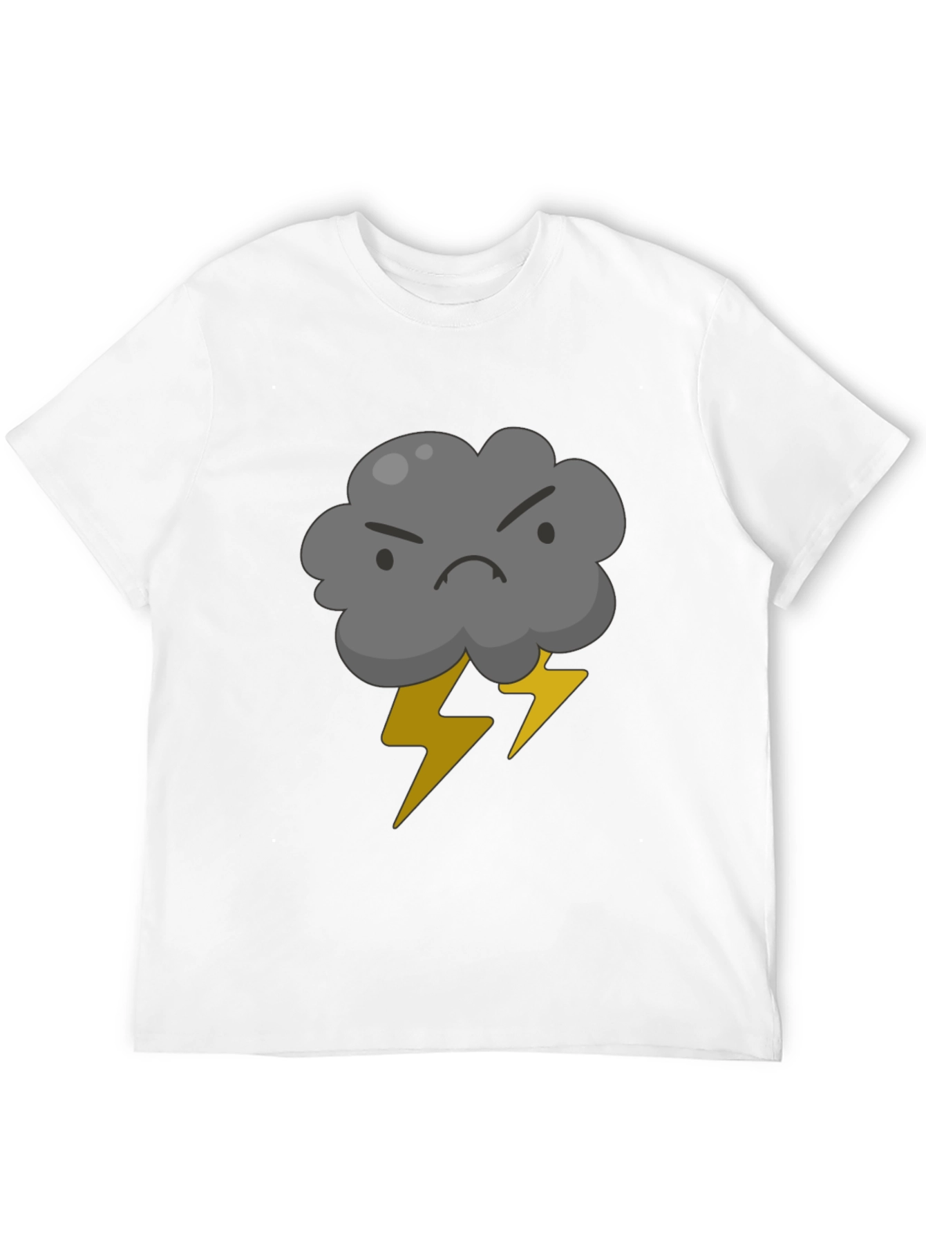 Angry Cloud and Lightning Bolt Black T-Shirt
