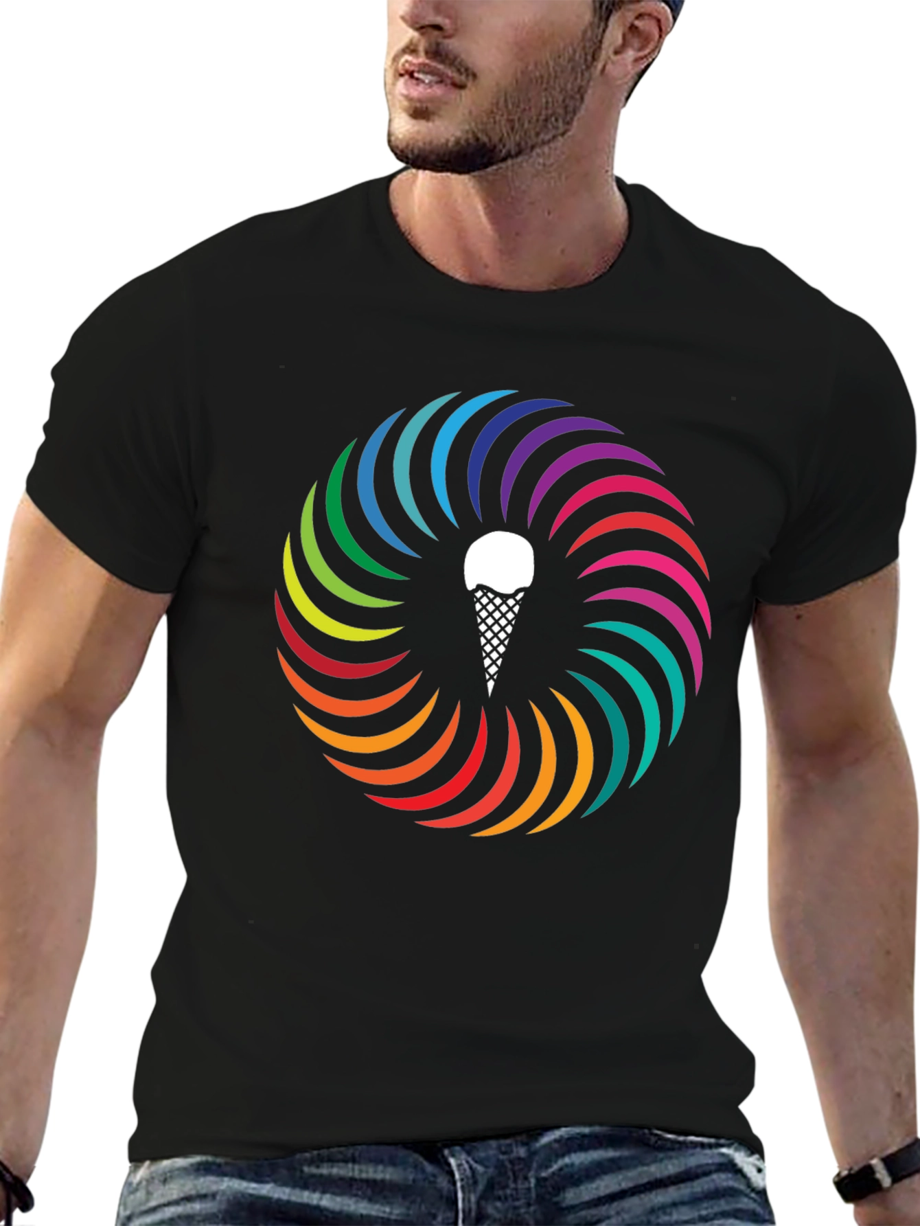 Rainbow Ice Cream Cone Graphic Tee